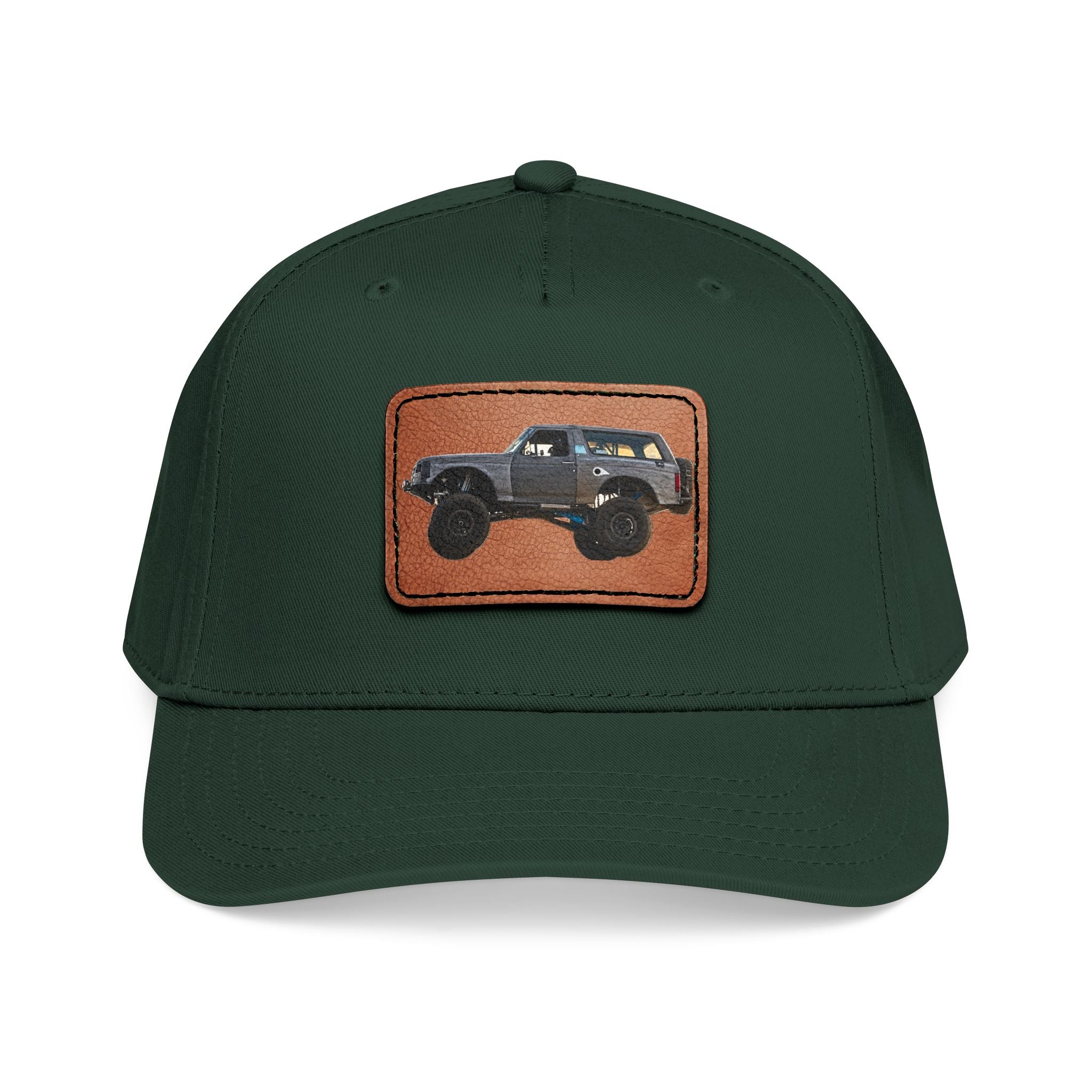 Mid Profile Baseball Cap with Leather Patch (Rectangle)