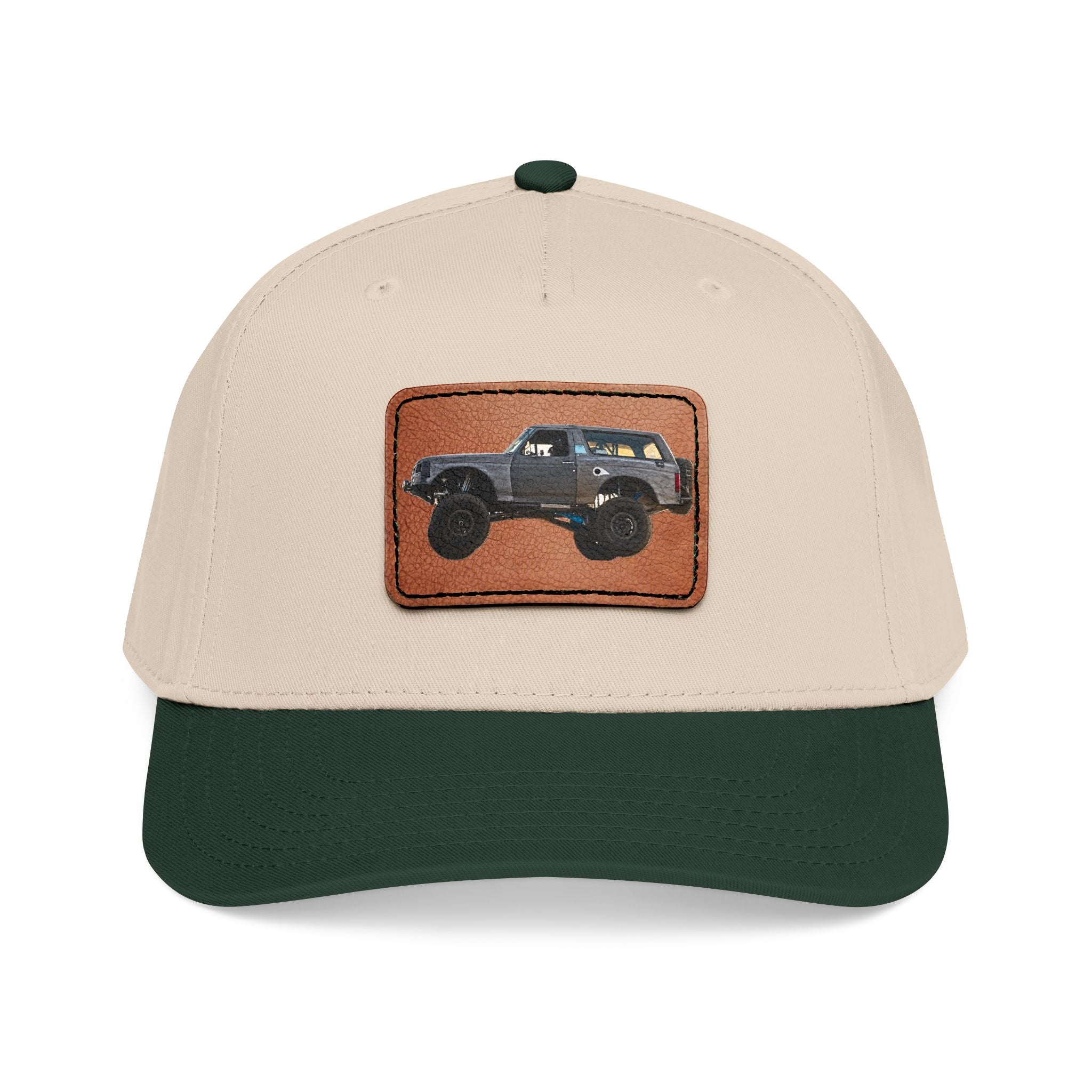 Mid Profile Baseball Cap with Leather Patch (Rectangle)