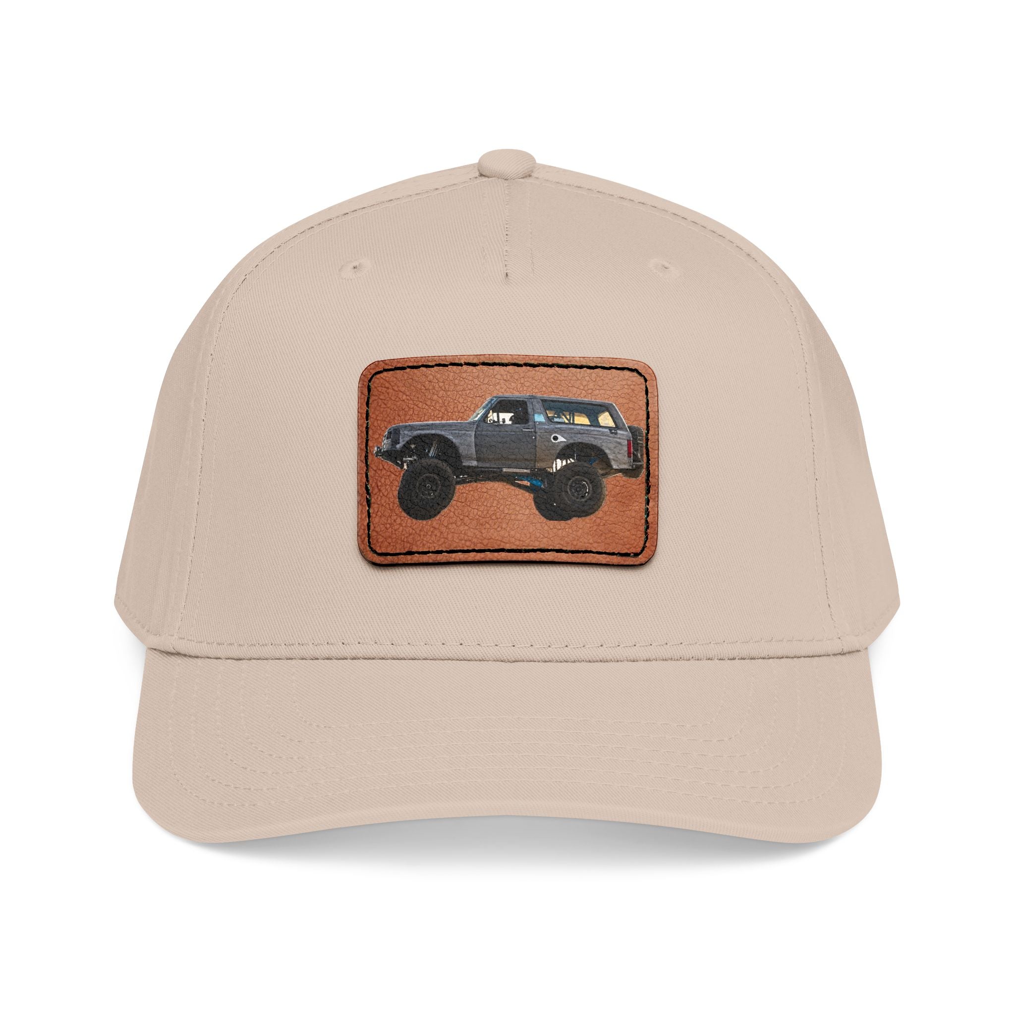 Mid Profile Baseball Cap with Leather Patch (Rectangle)