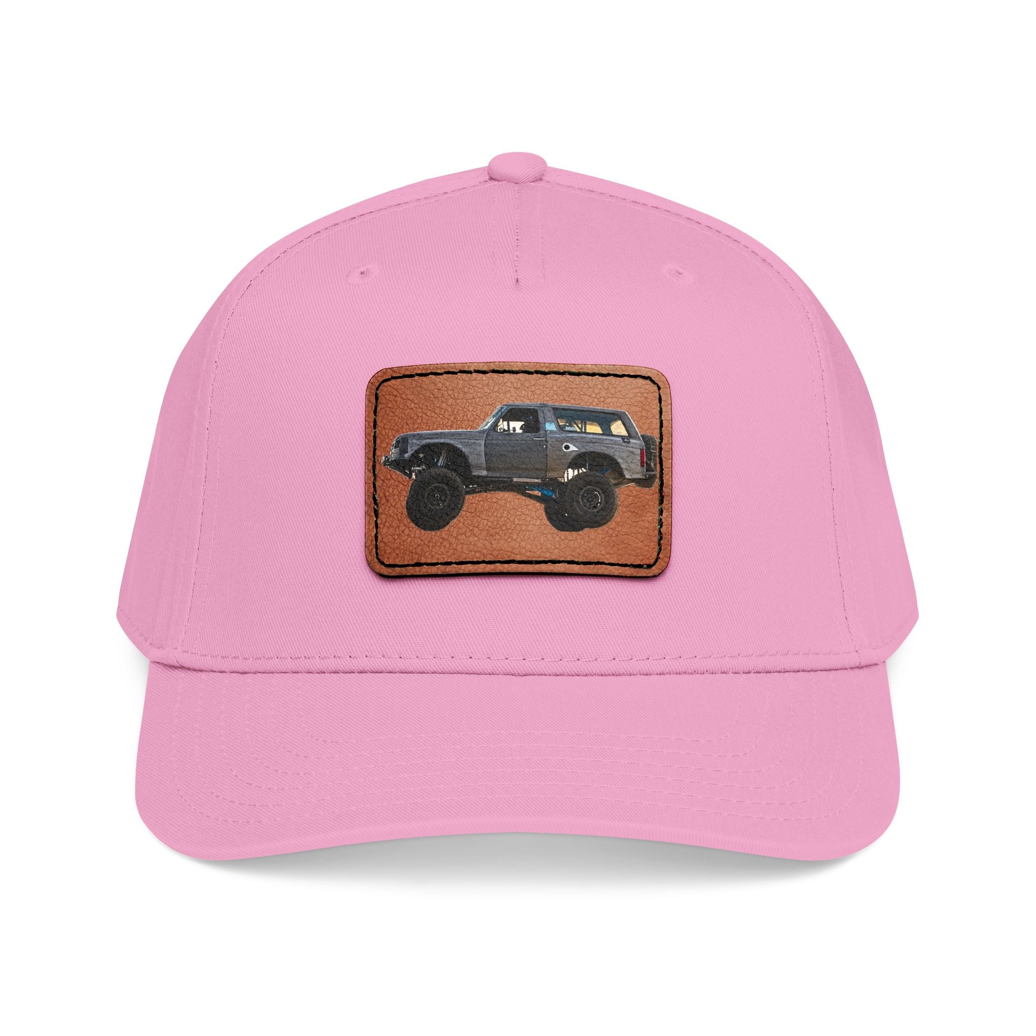 Mid Profile Baseball Cap with Leather Patch (Rectangle)