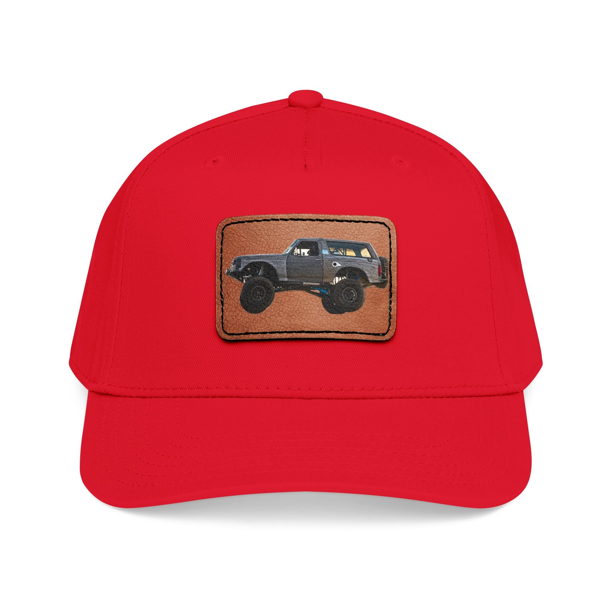 Mid Profile Baseball Cap with Leather Patch (Rectangle)