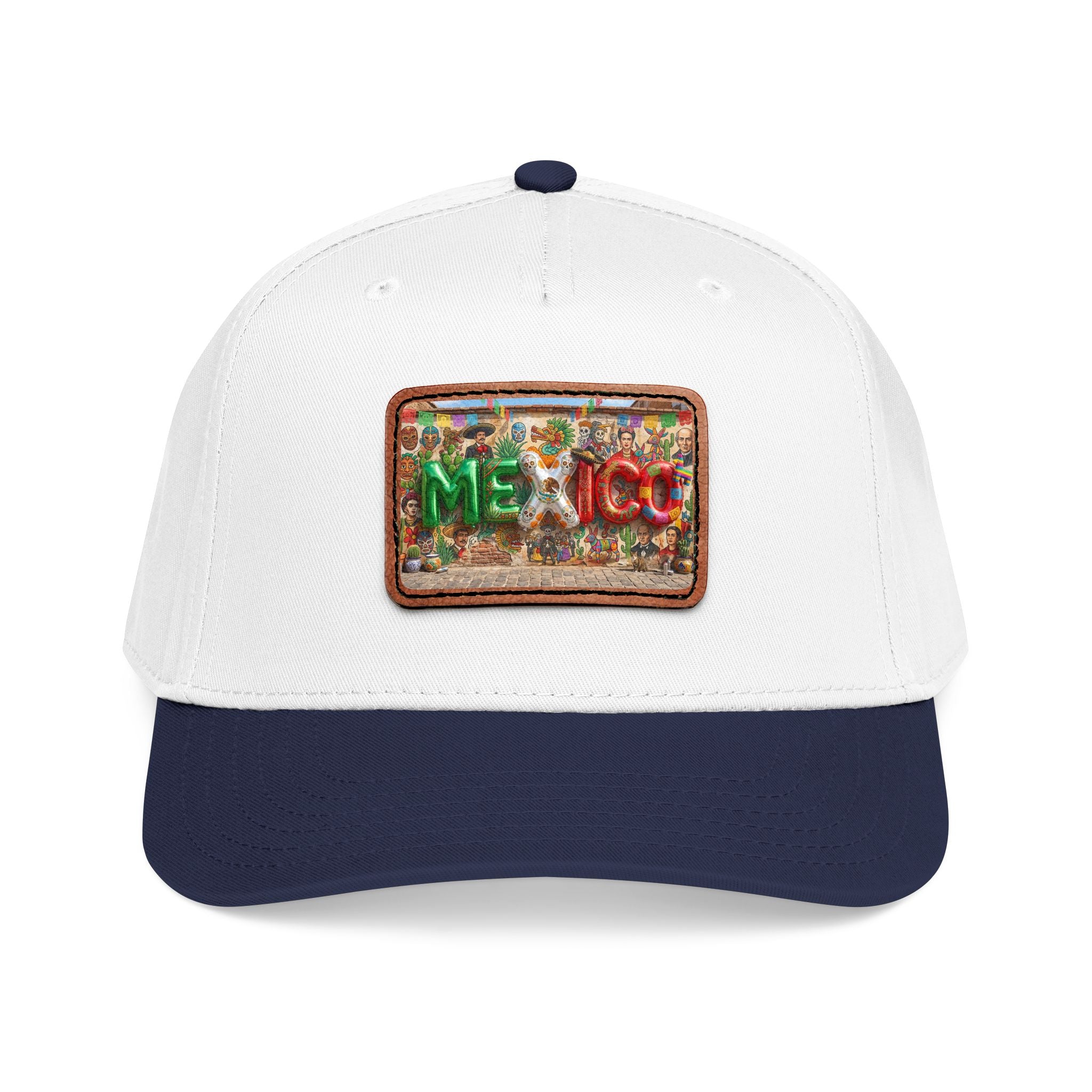 Mid Profile Baseball Cap with Leather Patch (Rectangle)