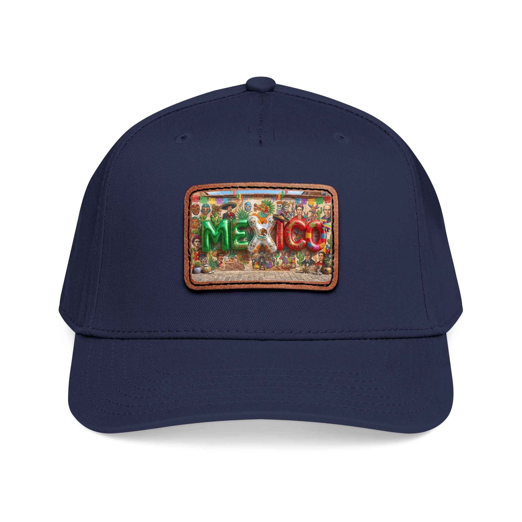 Mid Profile Baseball Cap with Leather Patch (Rectangle)