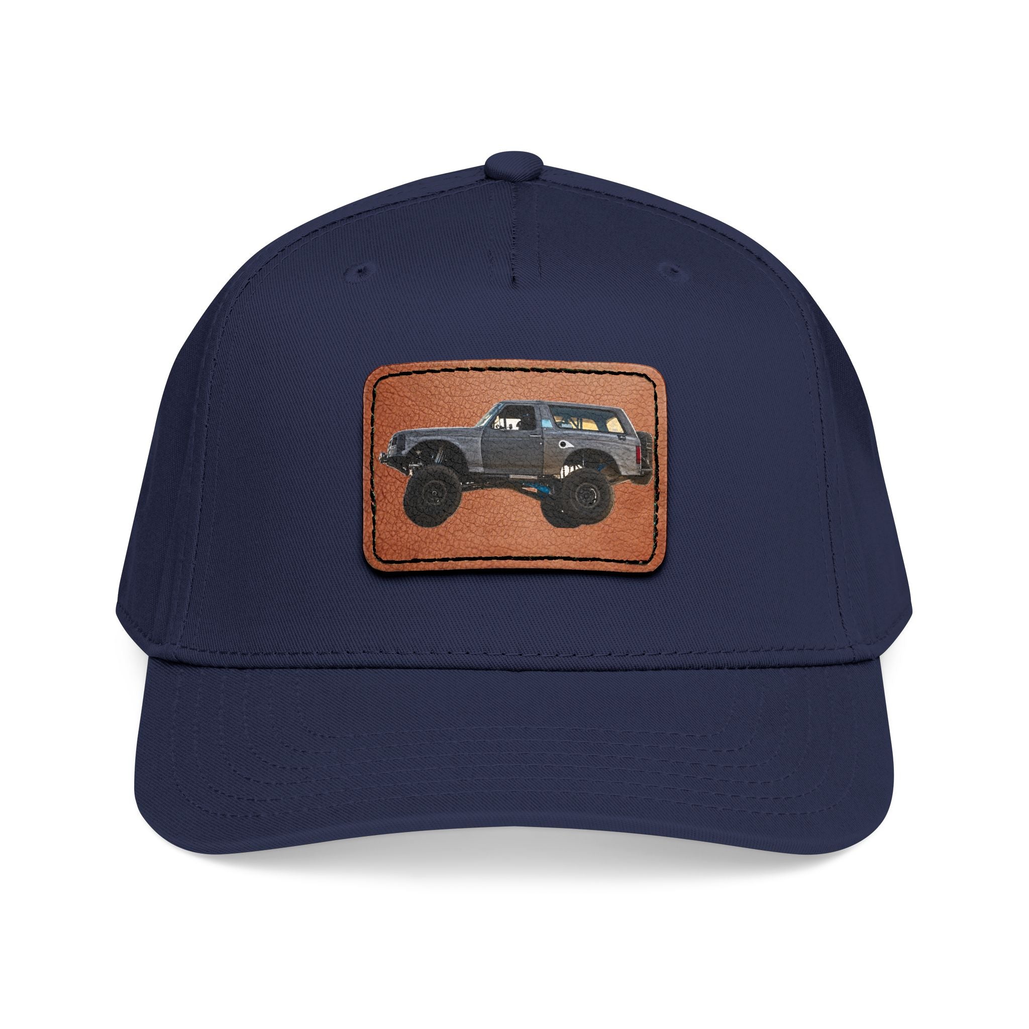 Mid Profile Baseball Cap with Leather Patch (Rectangle)