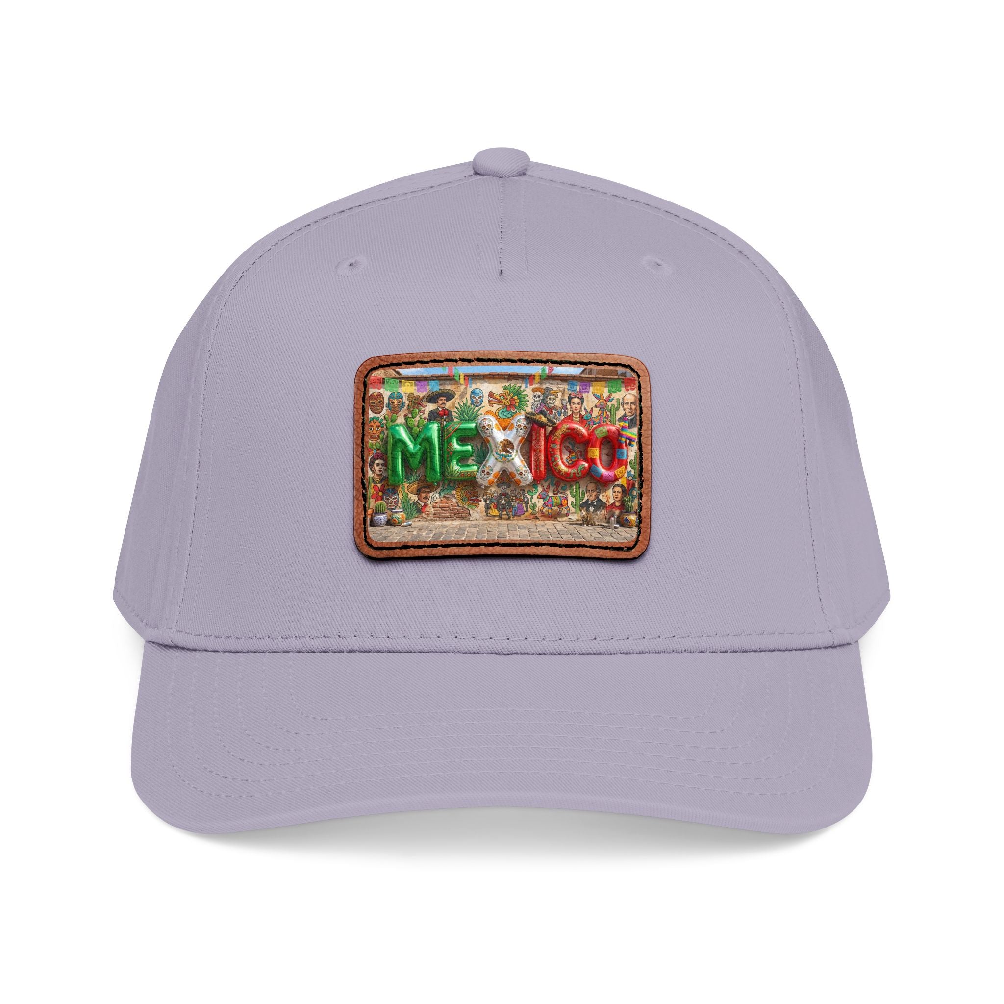 Mid Profile Baseball Cap with Leather Patch (Rectangle)