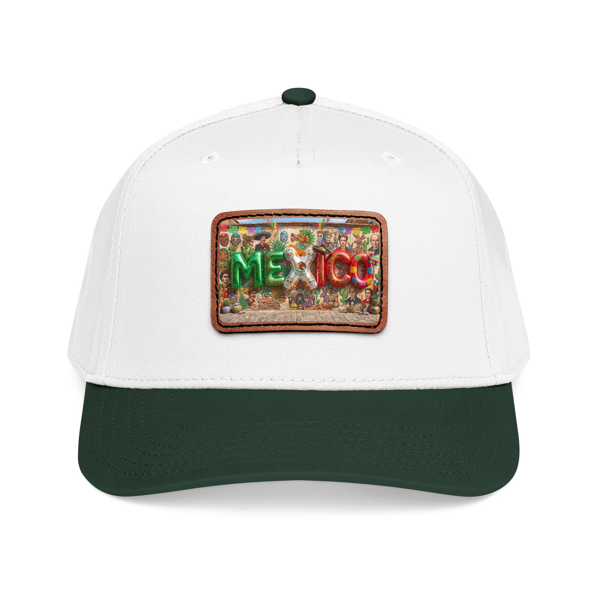 Mid Profile Baseball Cap with Leather Patch (Rectangle)