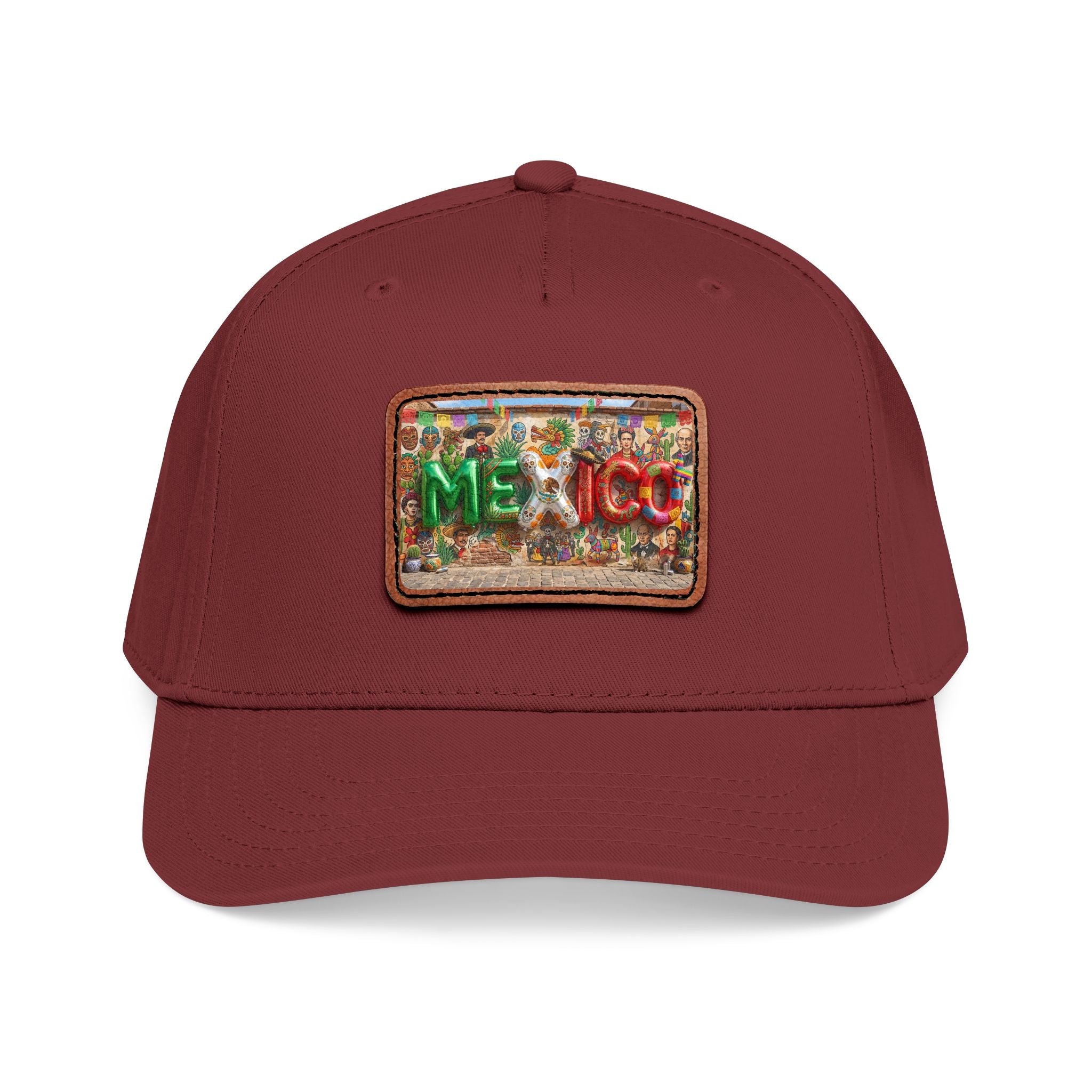 Mid Profile Baseball Cap with Leather Patch (Rectangle)
