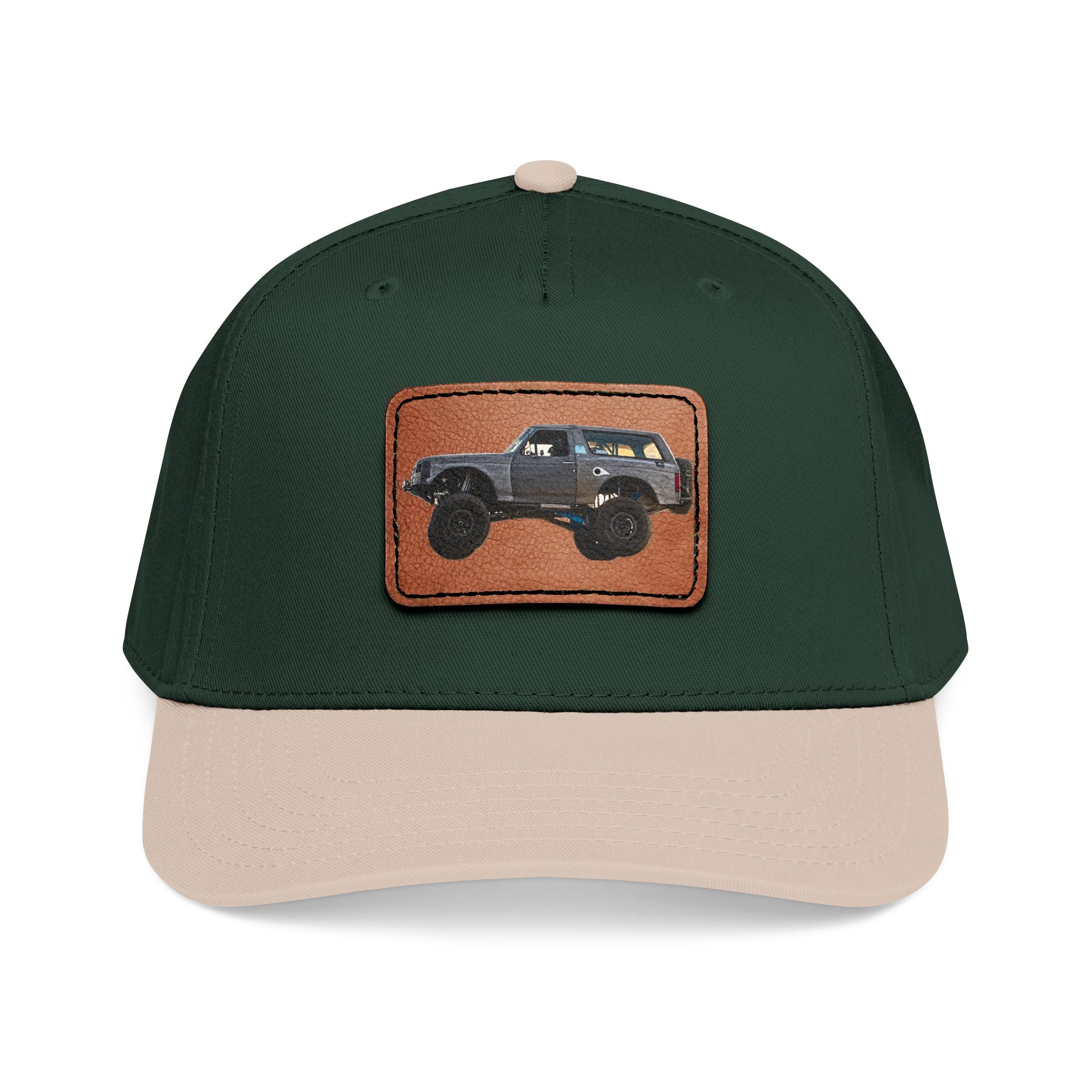 Mid Profile Baseball Cap with Leather Patch (Rectangle)