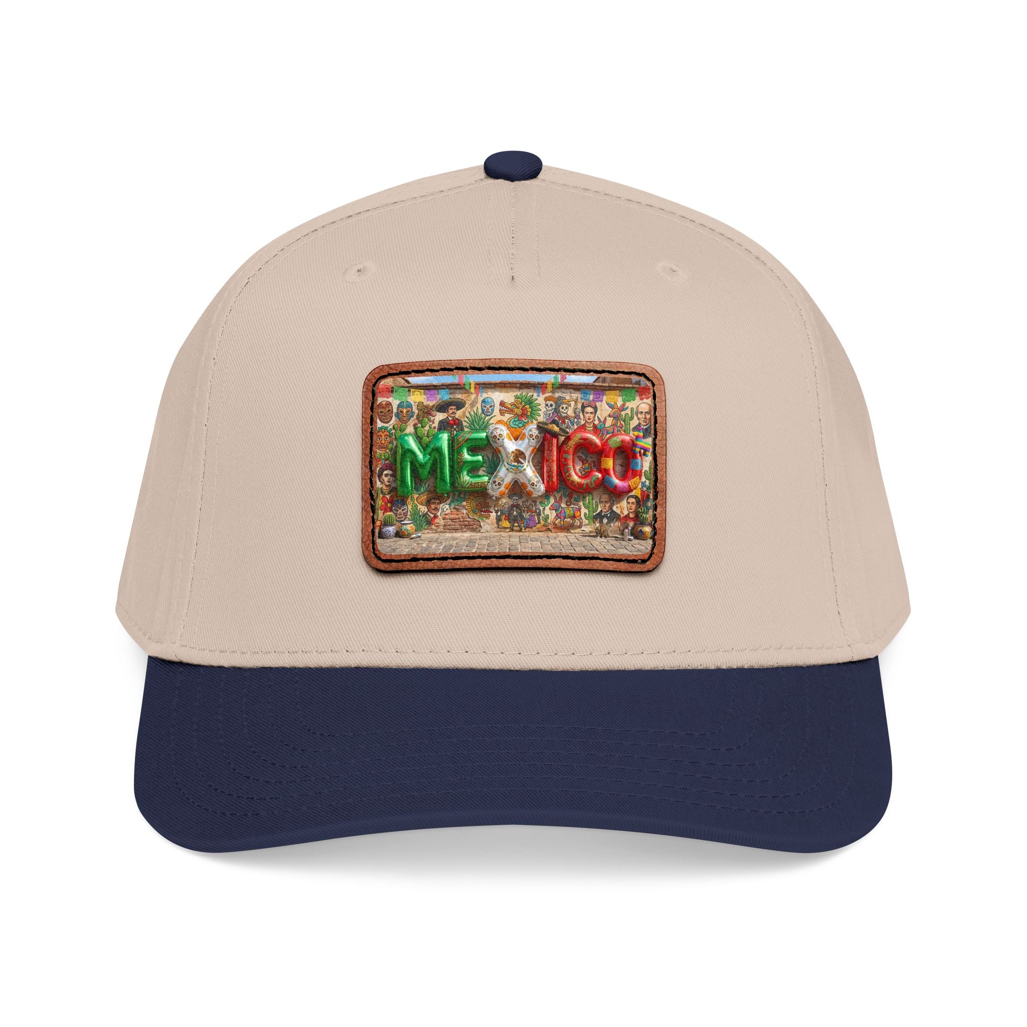 Mid Profile Baseball Cap with Leather Patch (Rectangle)