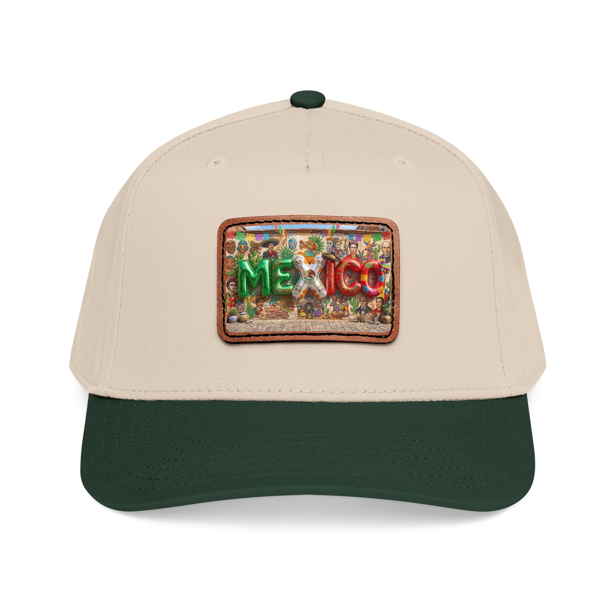 Mid Profile Baseball Cap with Leather Patch (Rectangle)