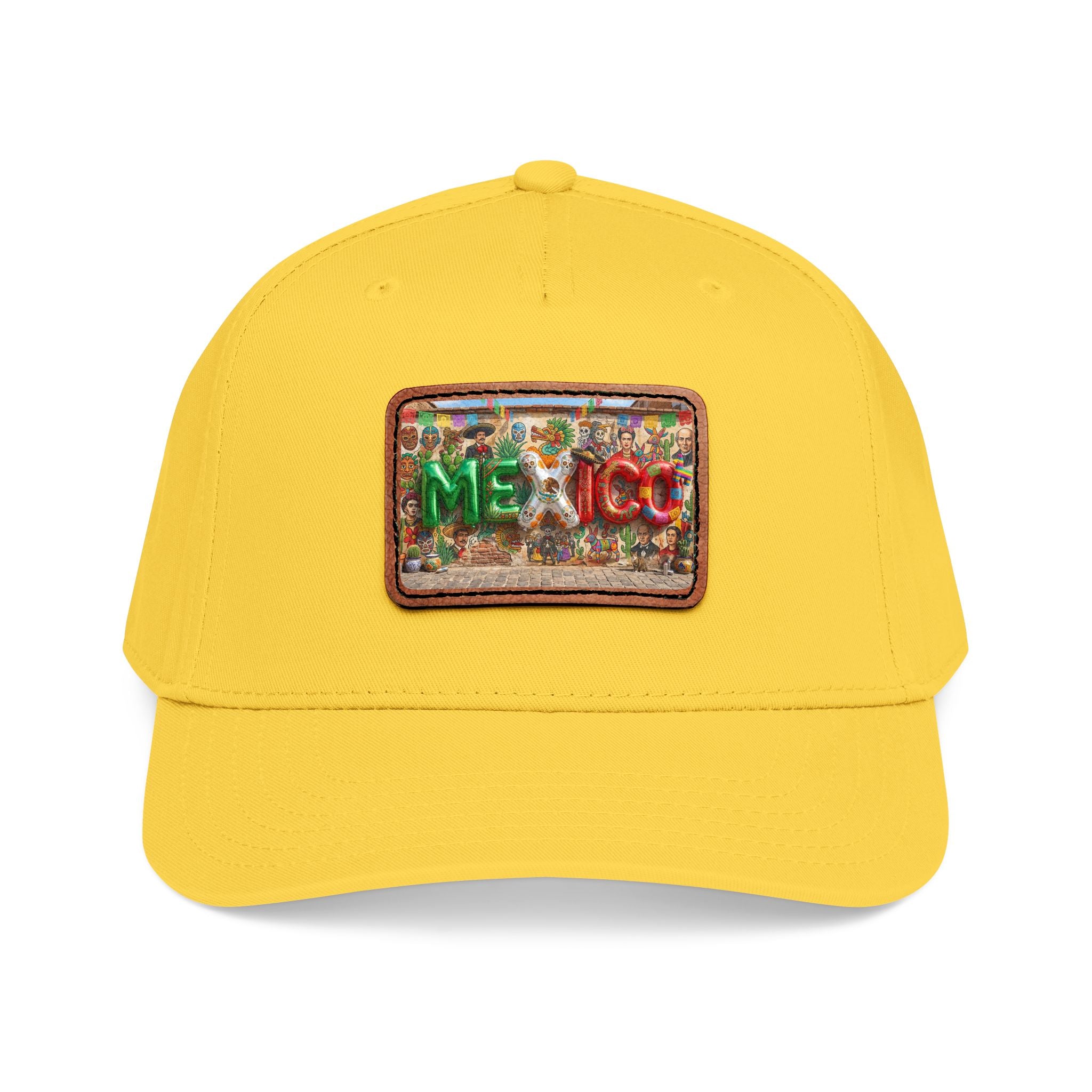 Mid Profile Baseball Cap with Leather Patch (Rectangle)