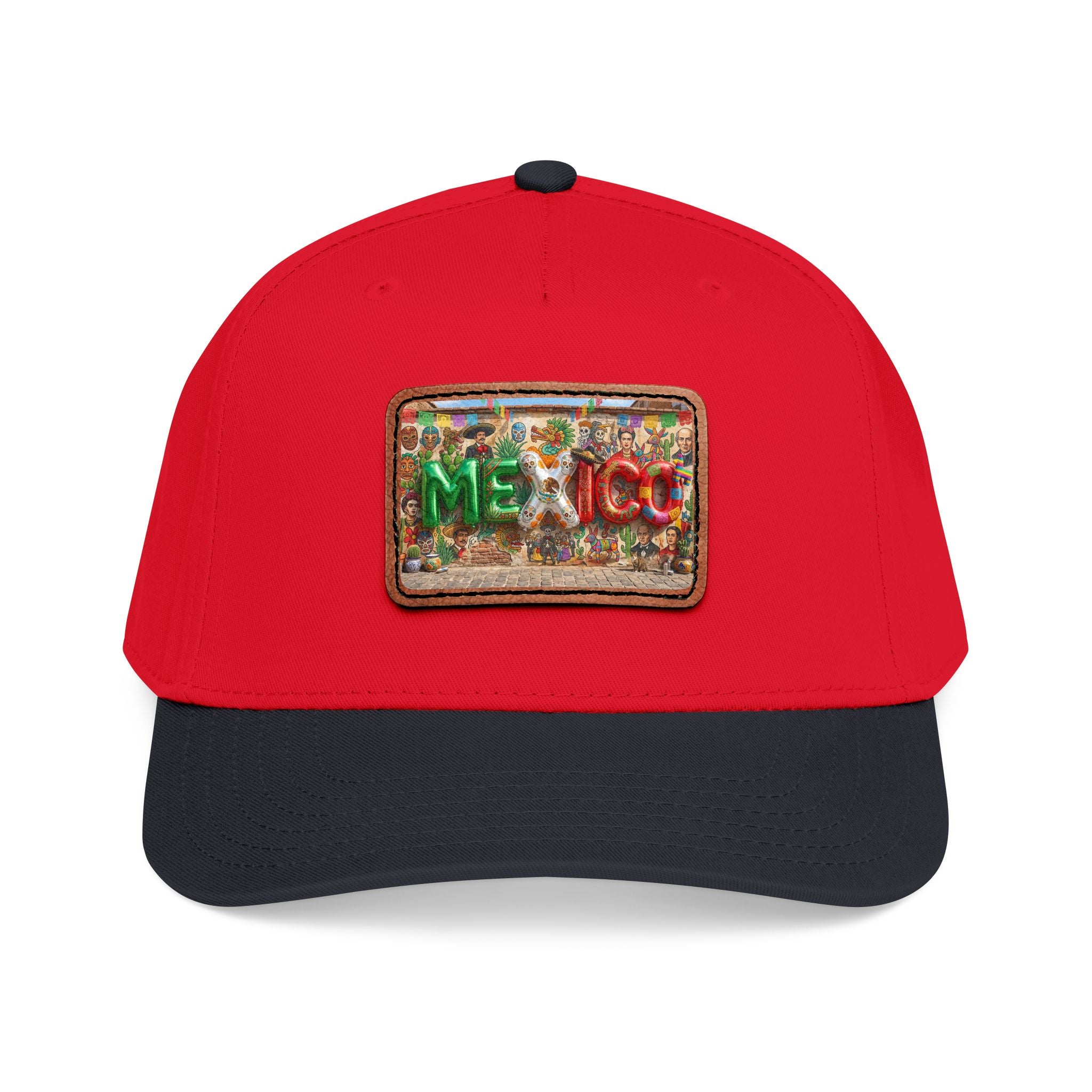 Mid Profile Baseball Cap with Leather Patch (Rectangle)