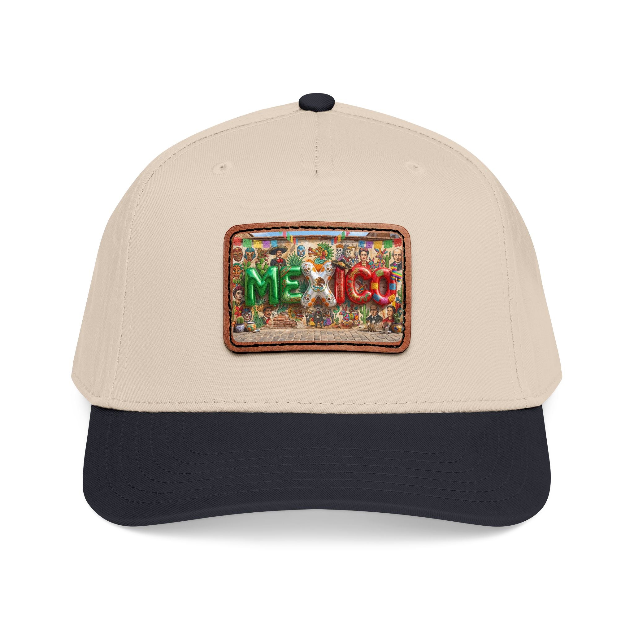 Mid Profile Baseball Cap with Leather Patch (Rectangle)