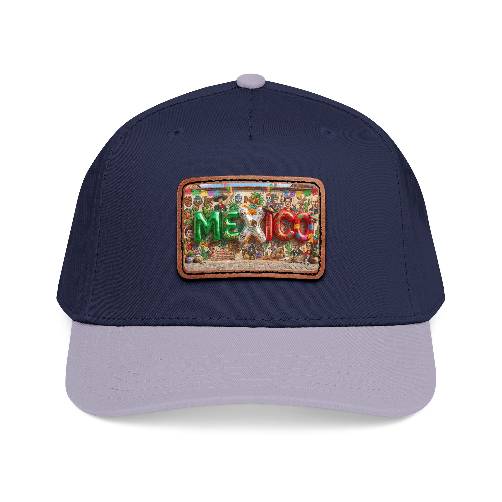 Mid Profile Baseball Cap with Leather Patch (Rectangle)