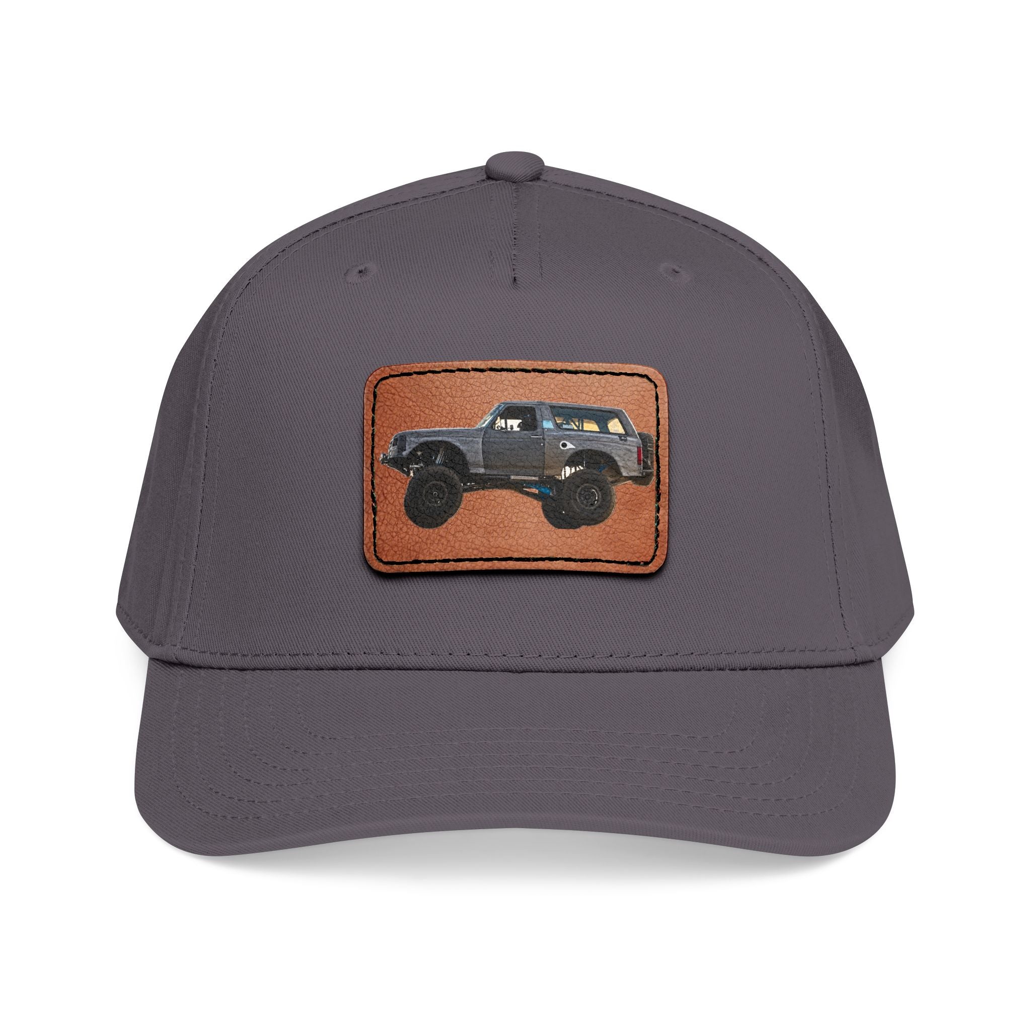 Mid Profile Baseball Cap with Leather Patch (Rectangle)