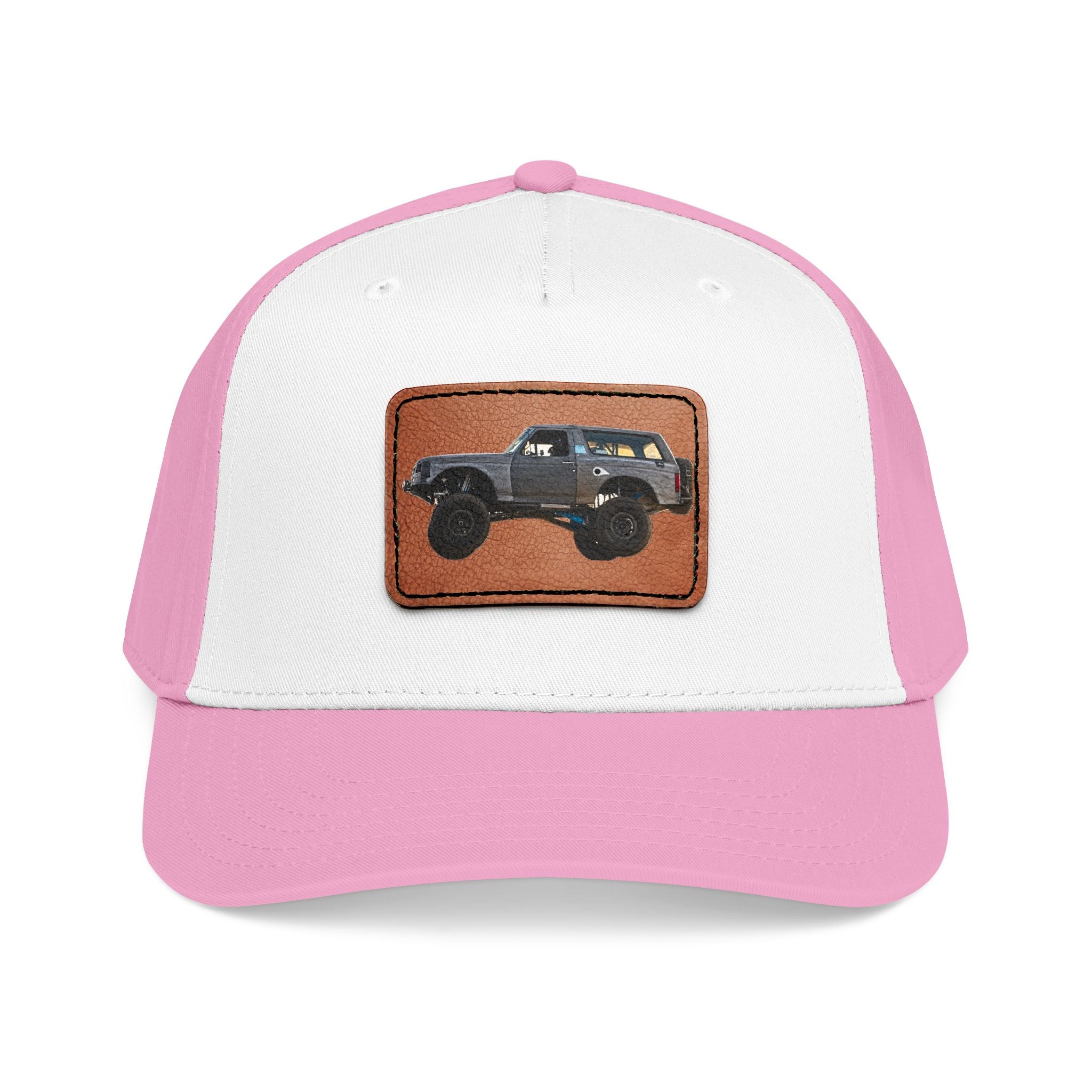 Mid Profile Baseball Cap with Leather Patch (Rectangle)