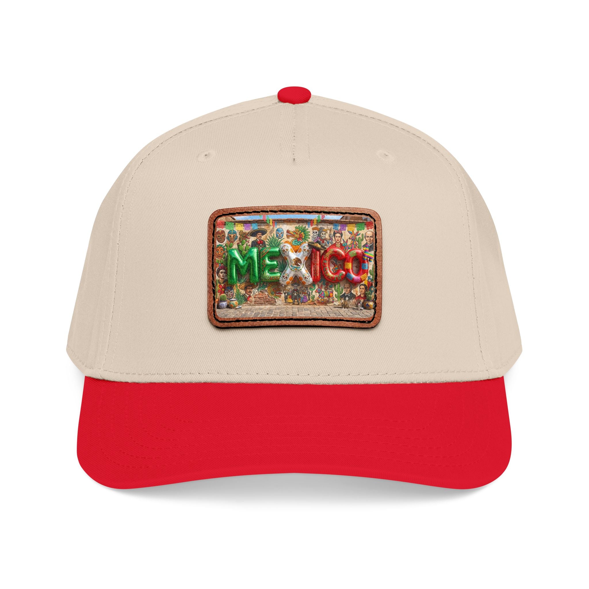 Mid Profile Baseball Cap with Leather Patch (Rectangle)