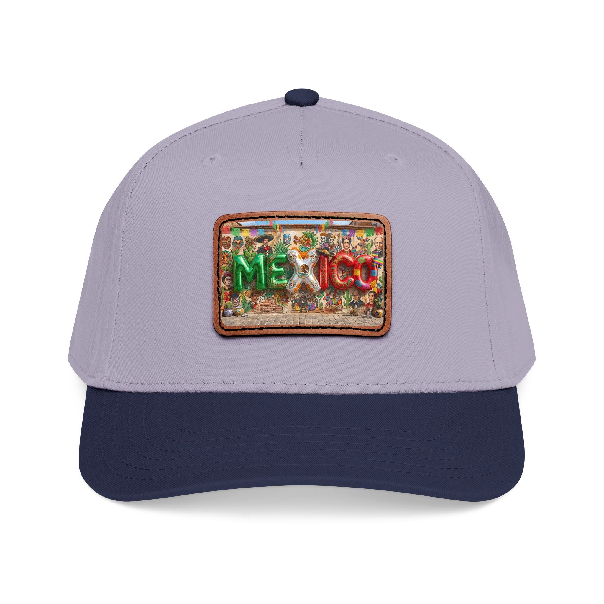 Mid Profile Baseball Cap with Leather Patch (Rectangle)