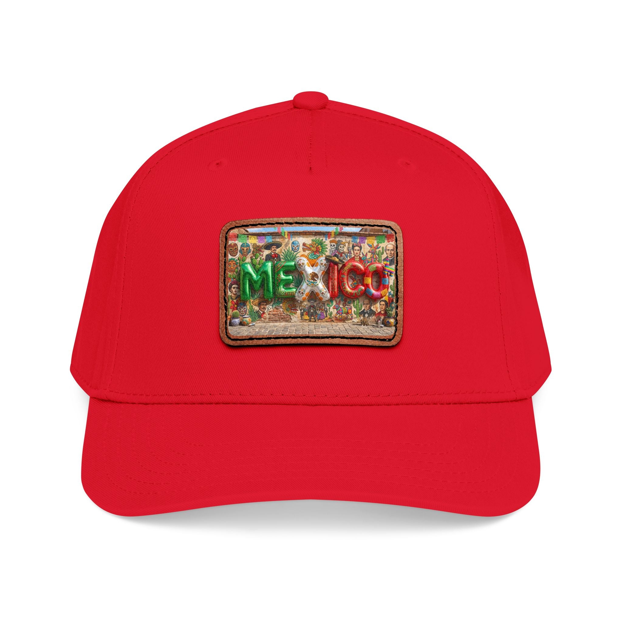 Mid Profile Baseball Cap with Leather Patch (Rectangle)