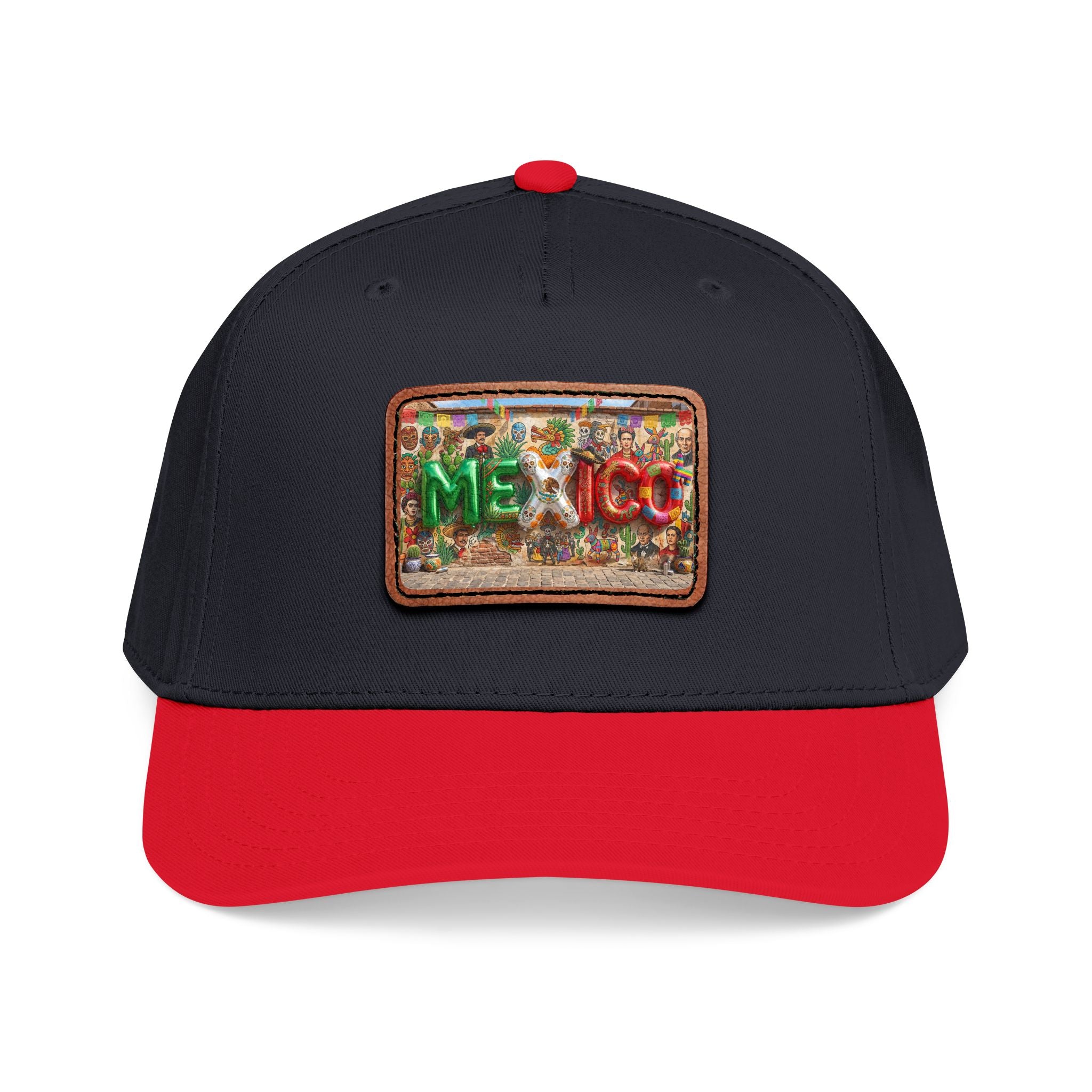 Mid Profile Baseball Cap with Leather Patch (Rectangle)