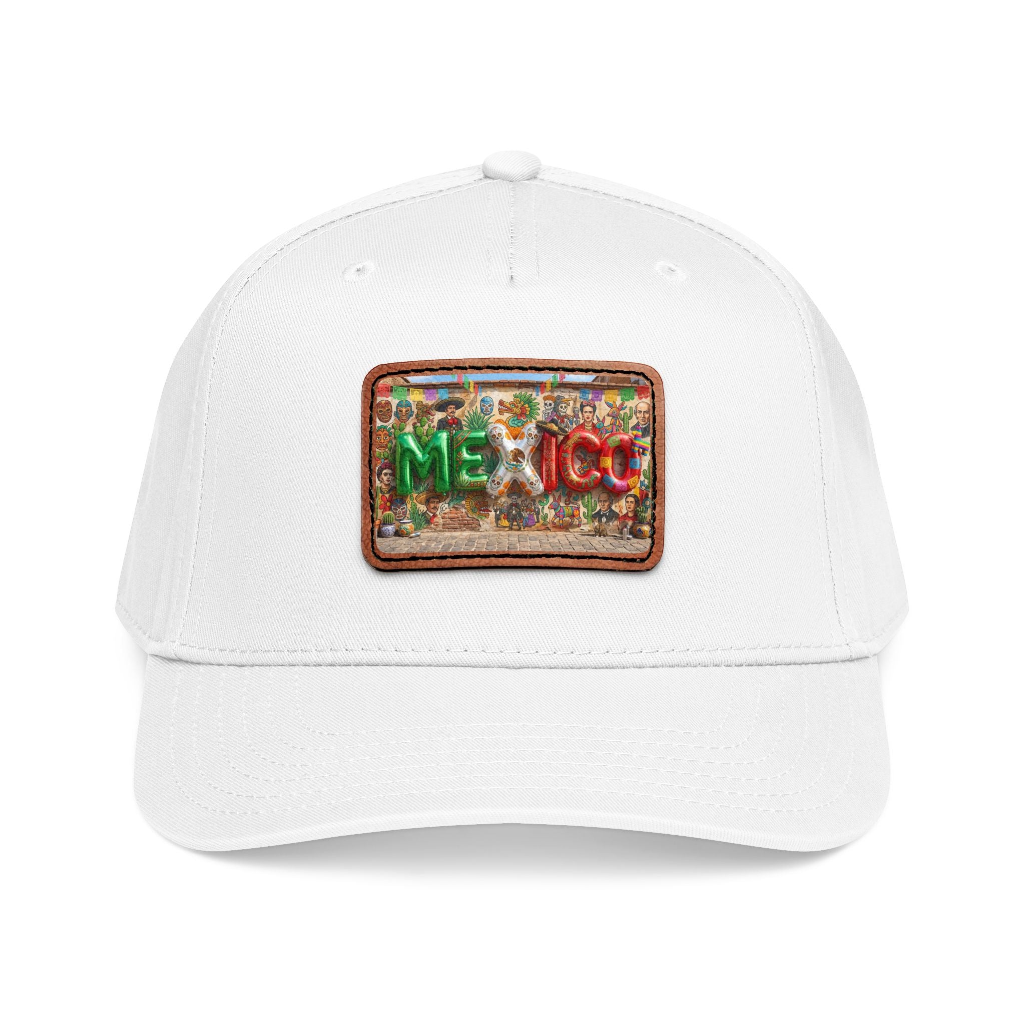 Mid Profile Baseball Cap with Leather Patch (Rectangle)