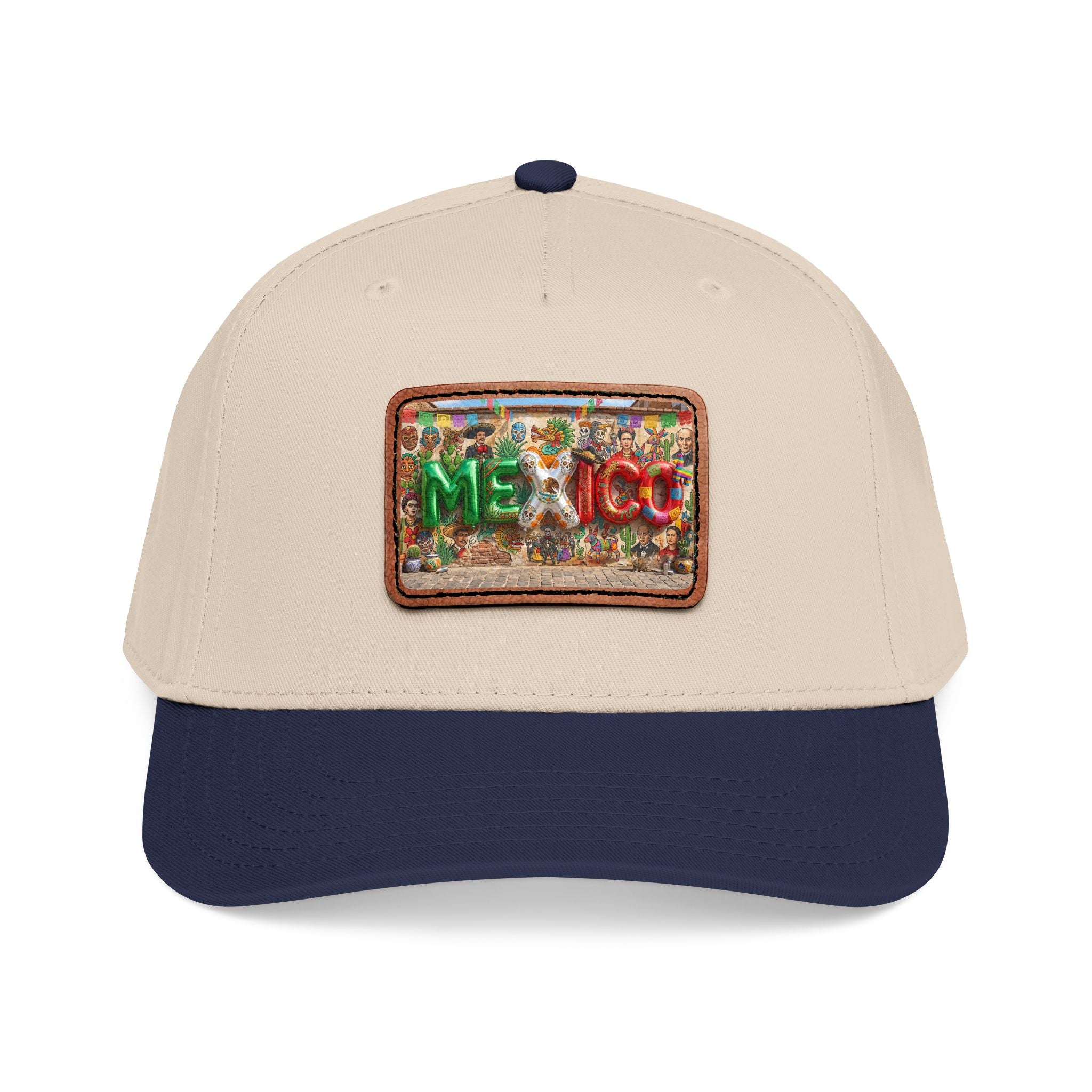 Mid Profile Baseball Cap with Leather Patch (Rectangle)