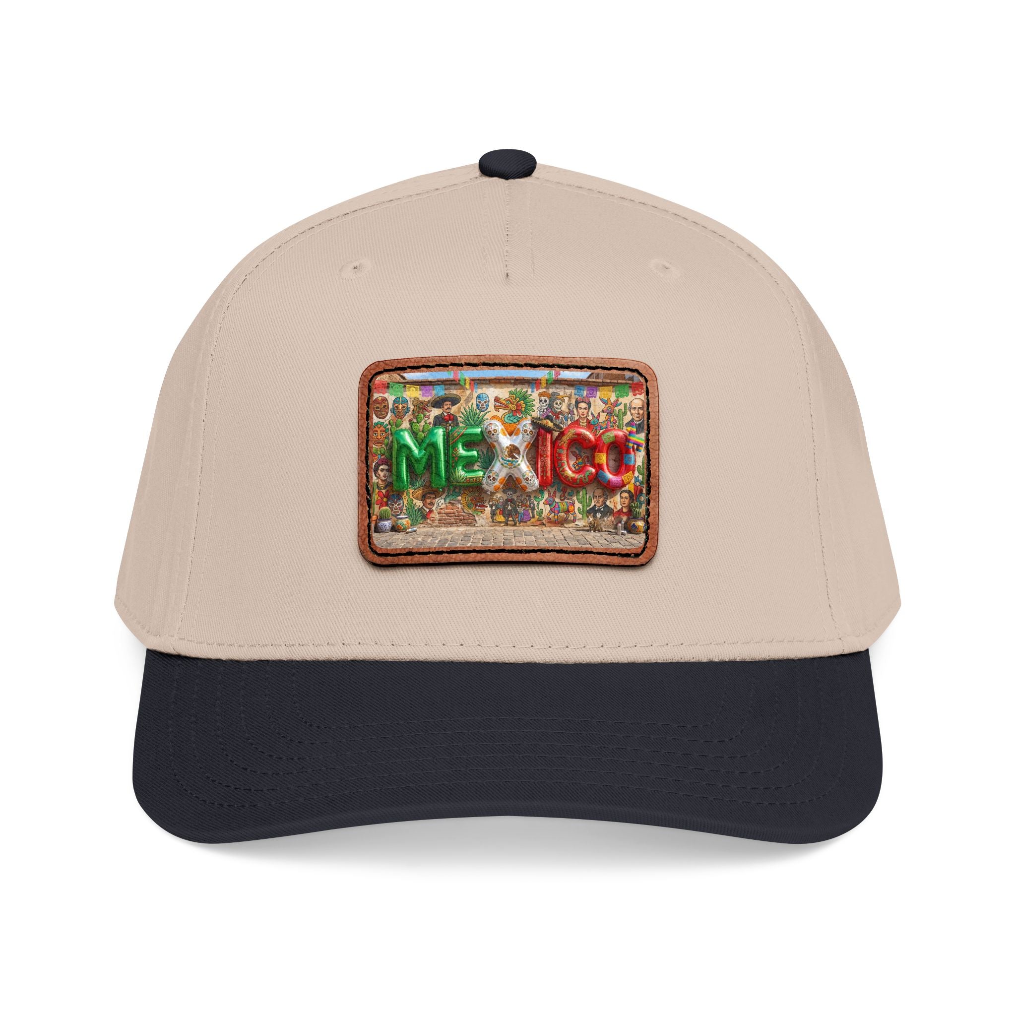Mid Profile Baseball Cap with Leather Patch (Rectangle)