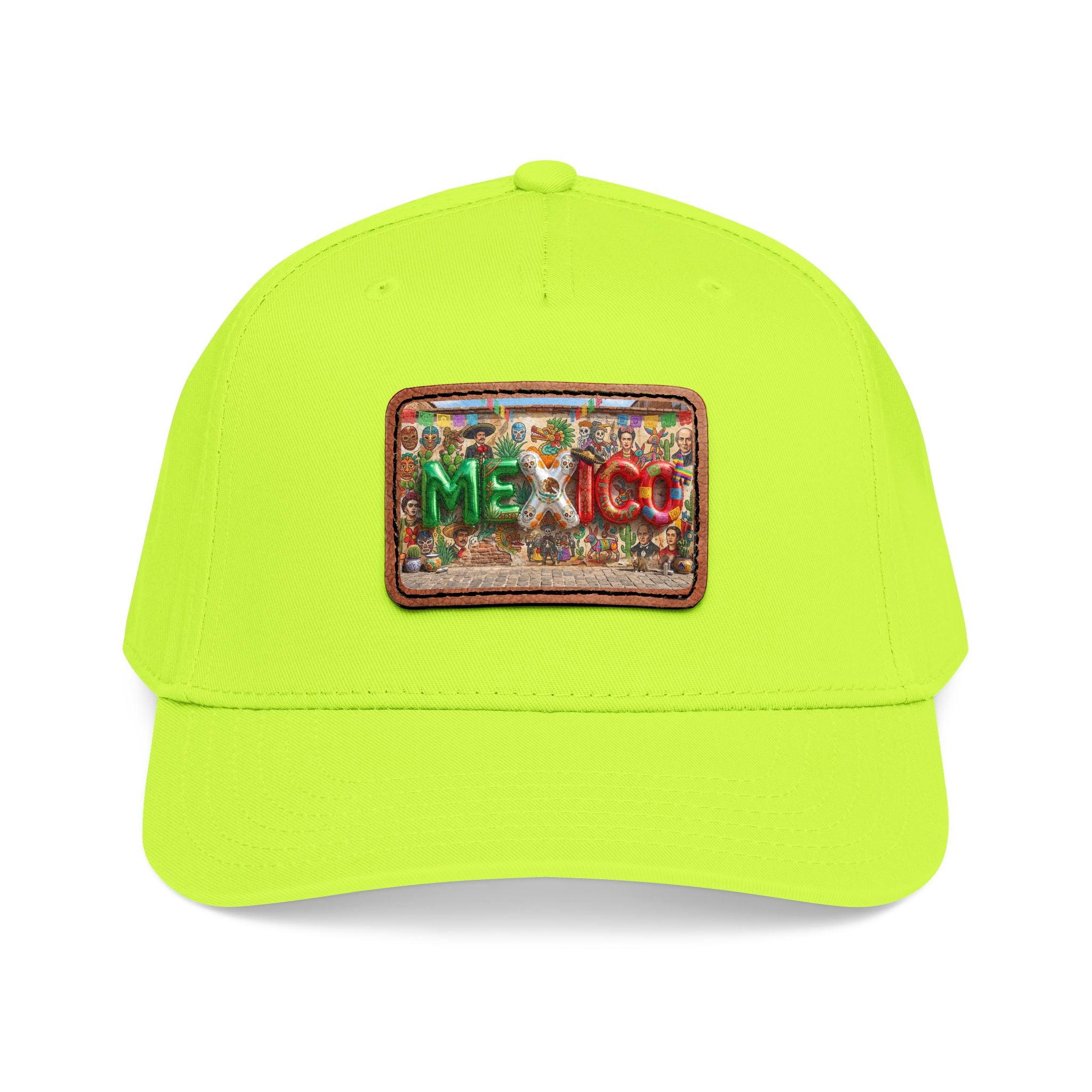 Mid Profile Baseball Cap with Leather Patch (Rectangle)