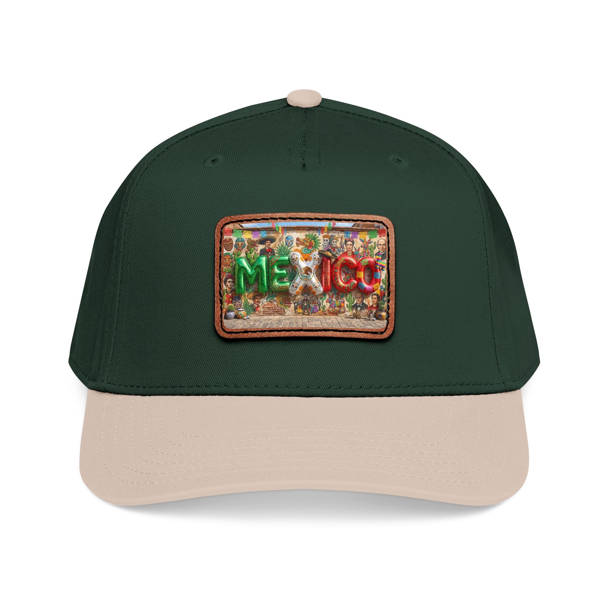 Mid Profile Baseball Cap with Leather Patch (Rectangle)