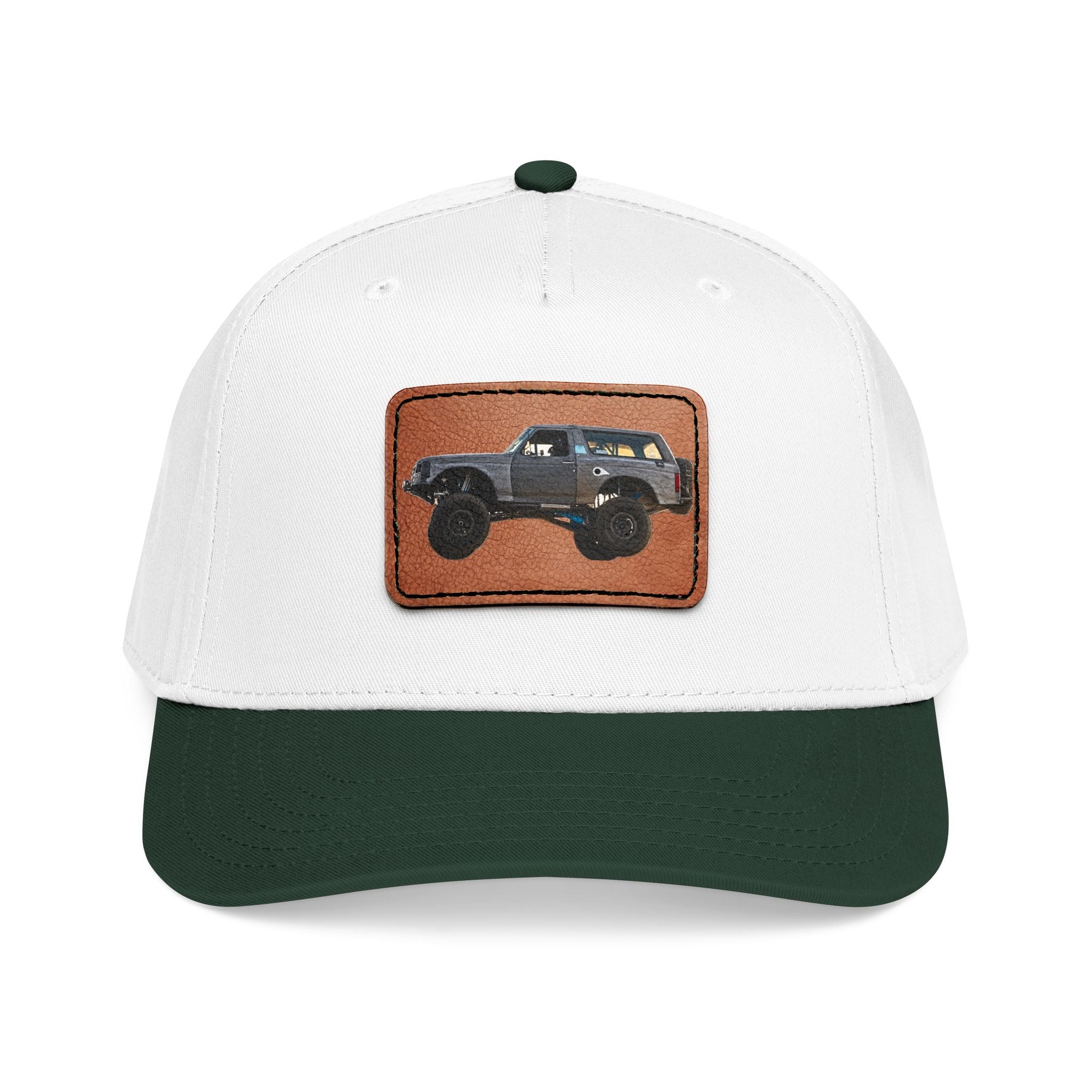 Mid Profile Baseball Cap with Leather Patch (Rectangle)