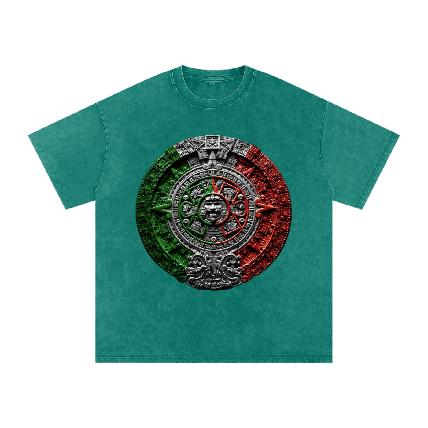 Snow Washed Oversized Cotton T-Shirt Mexican calendar