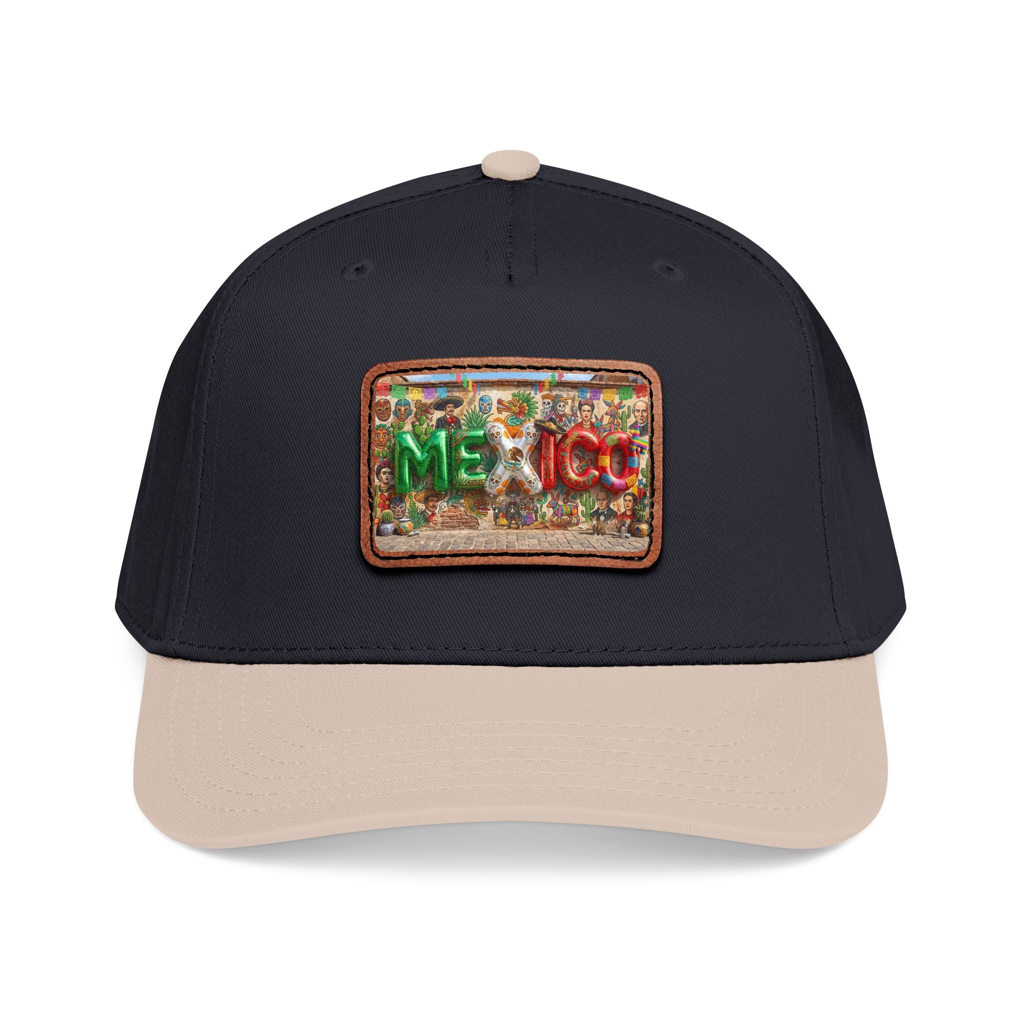 Mid Profile Baseball Cap with Leather Patch (Rectangle)