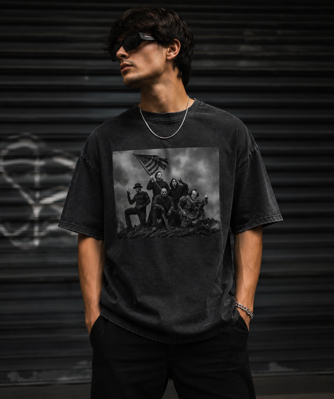 Snow Washed Oversized Cotton T-Shirt Halloween