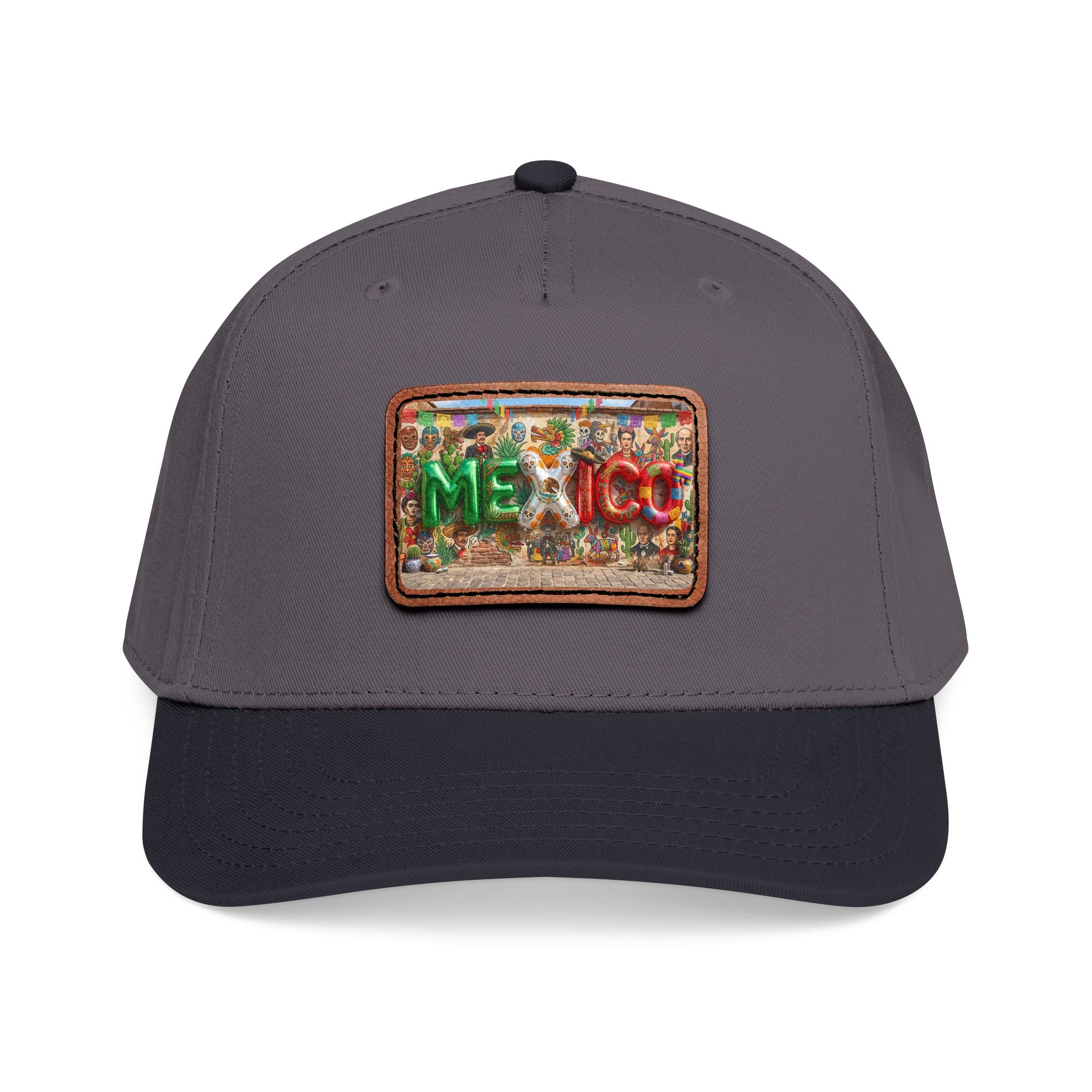 Mid Profile Baseball Cap with Leather Patch (Rectangle)