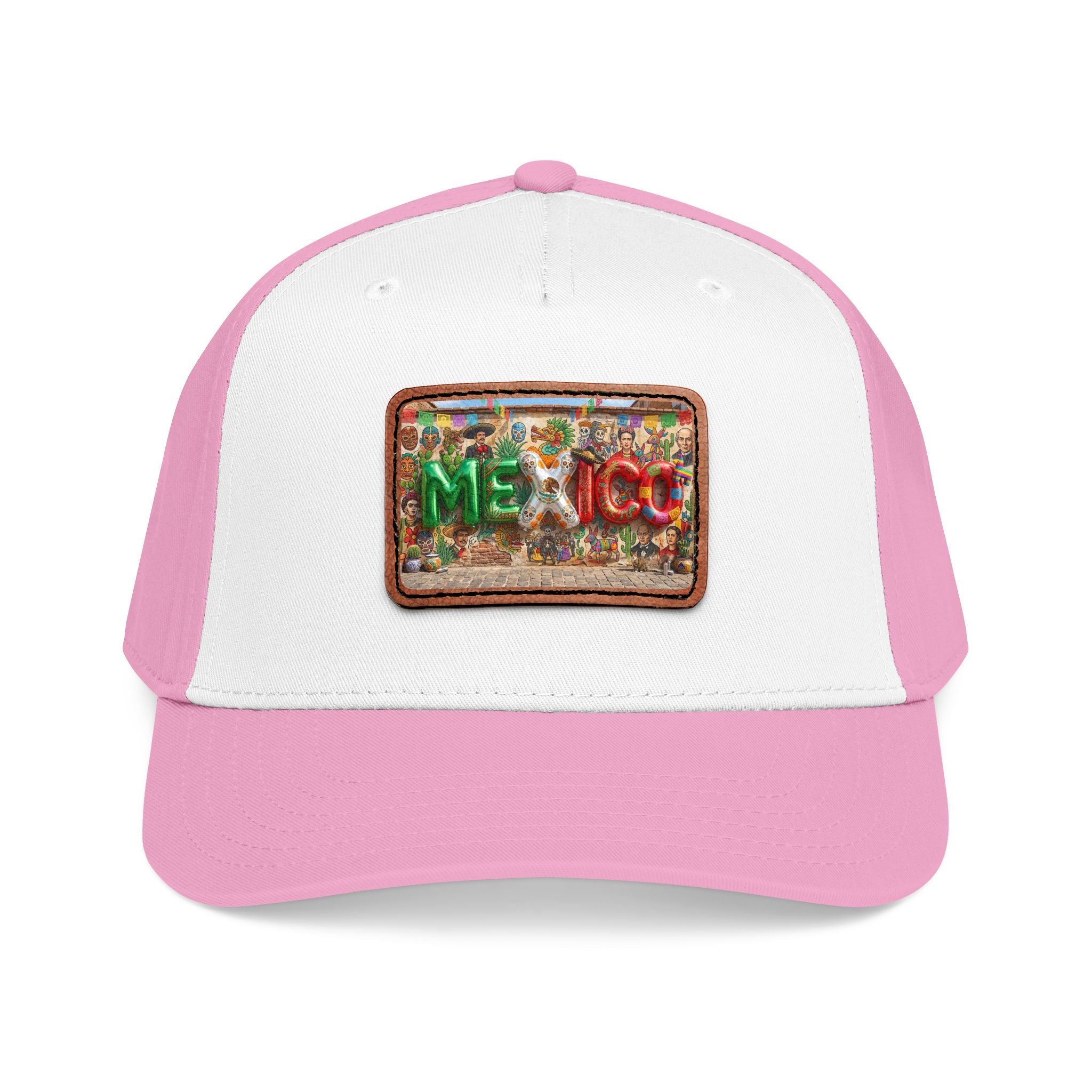 Mid Profile Baseball Cap with Leather Patch (Rectangle)