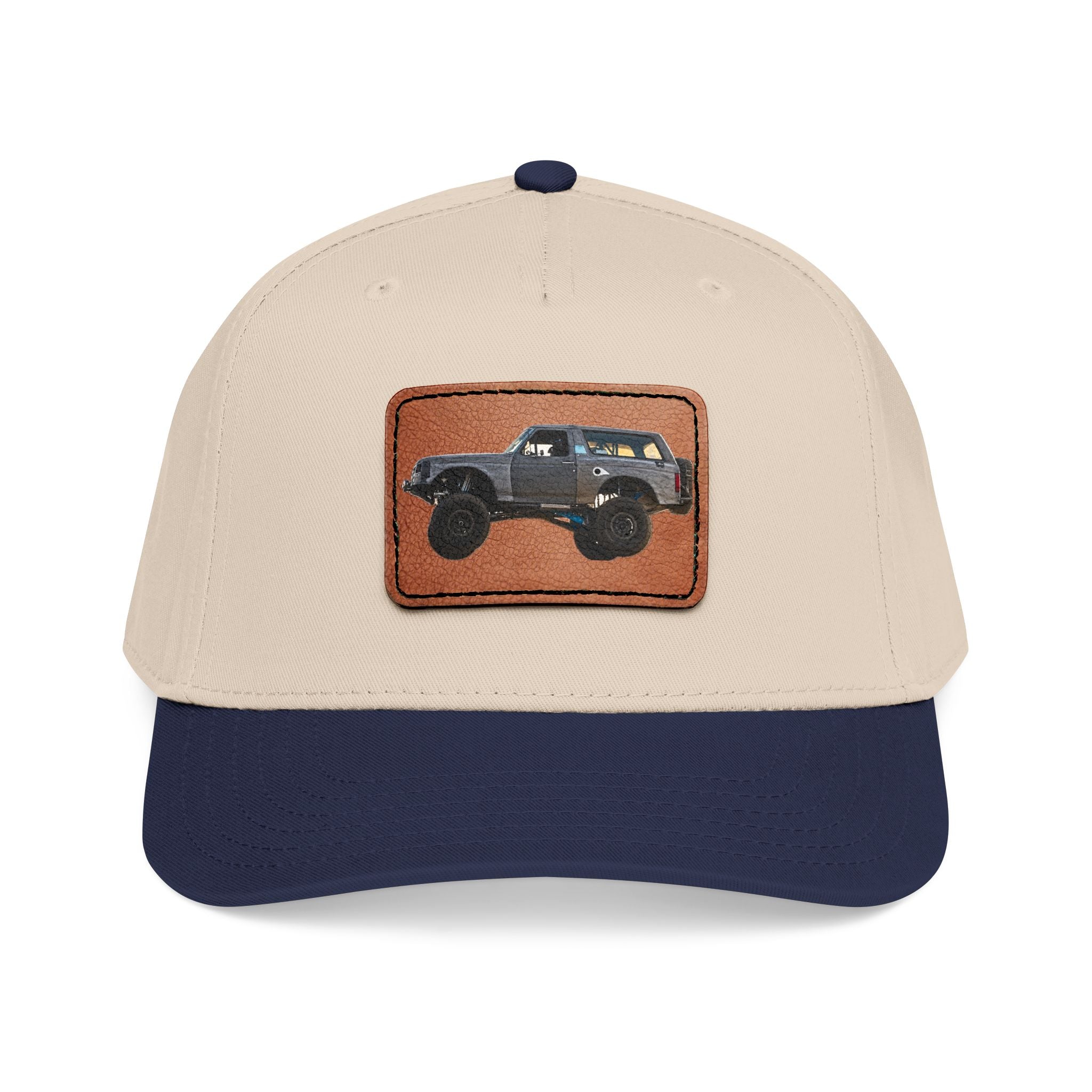 Mid Profile Baseball Cap with Leather Patch (Rectangle)