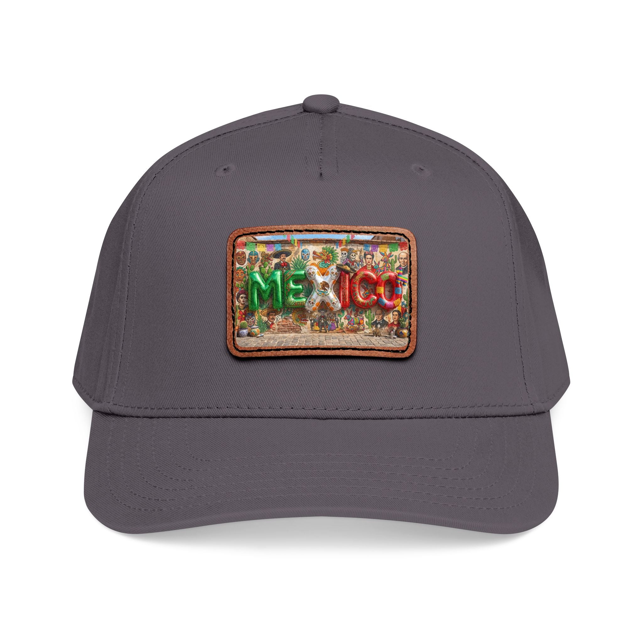 Mid Profile Baseball Cap with Leather Patch (Rectangle)