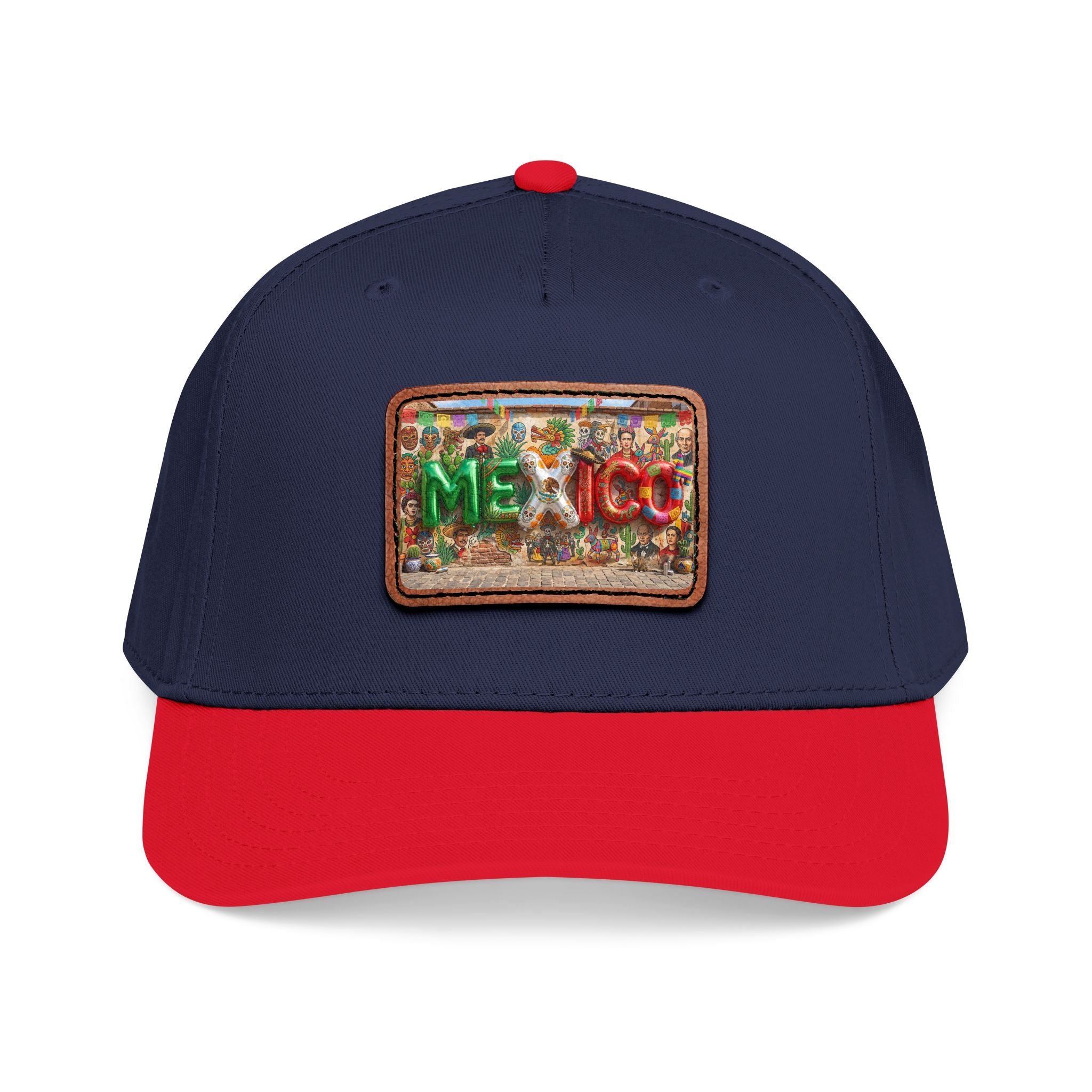 Mid Profile Baseball Cap with Leather Patch (Rectangle)