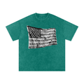 Snow Washed Oversized Cotton T-Shirt USA flag