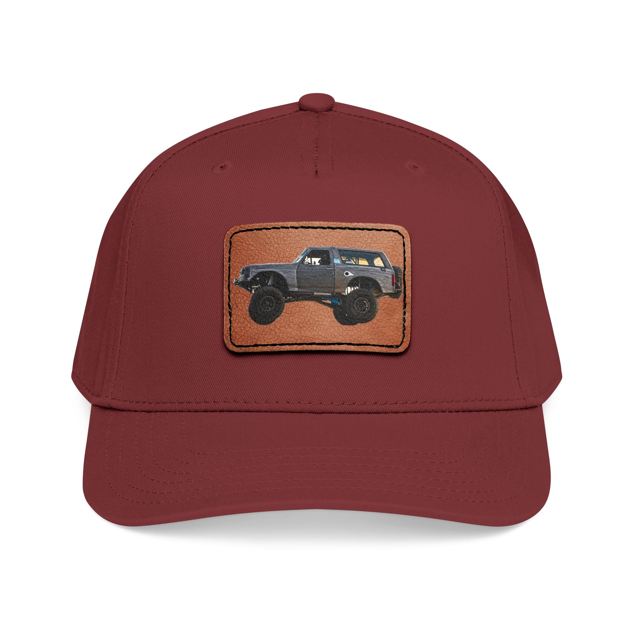 Mid Profile Baseball Cap with Leather Patch (Rectangle)