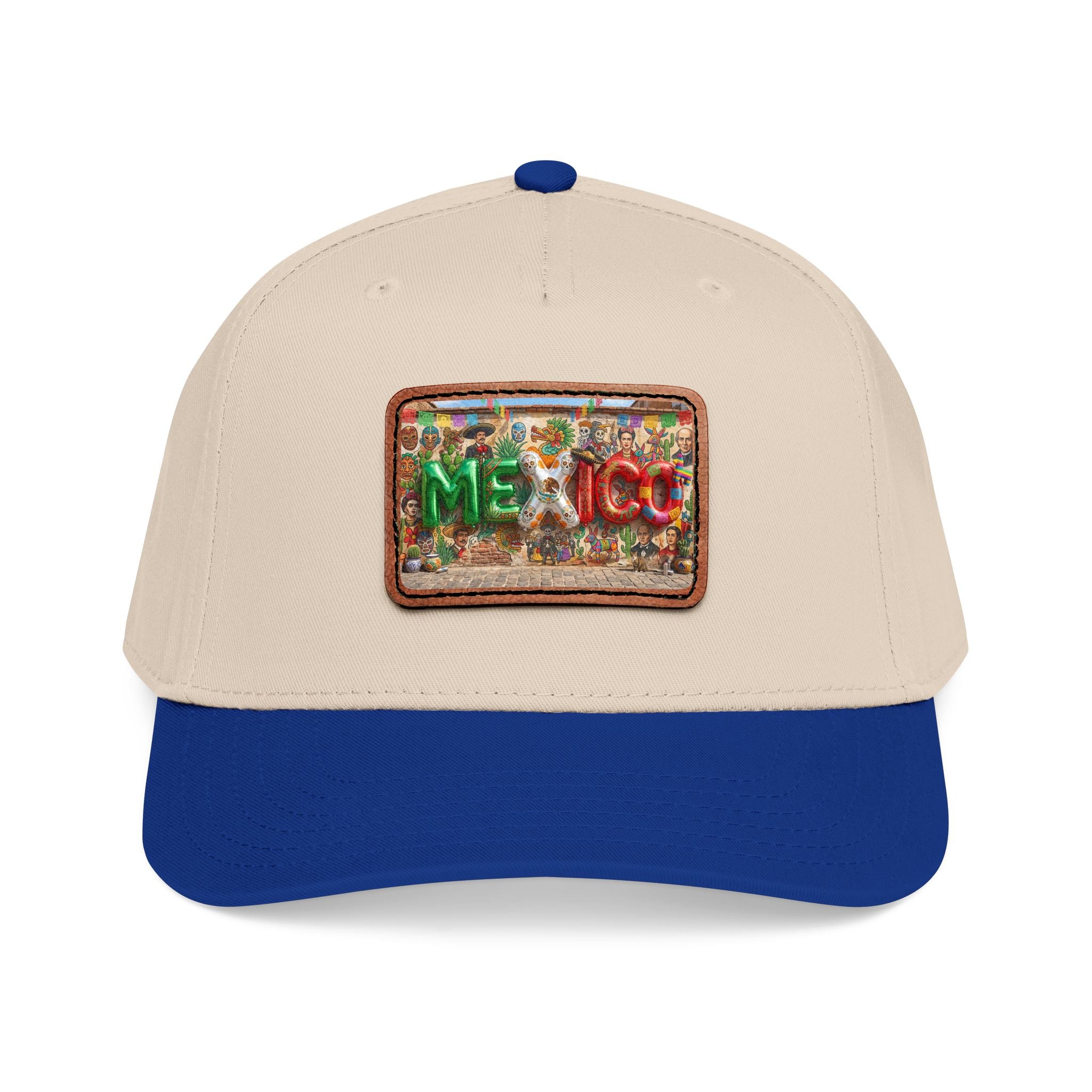 Mid Profile Baseball Cap with Leather Patch (Rectangle)