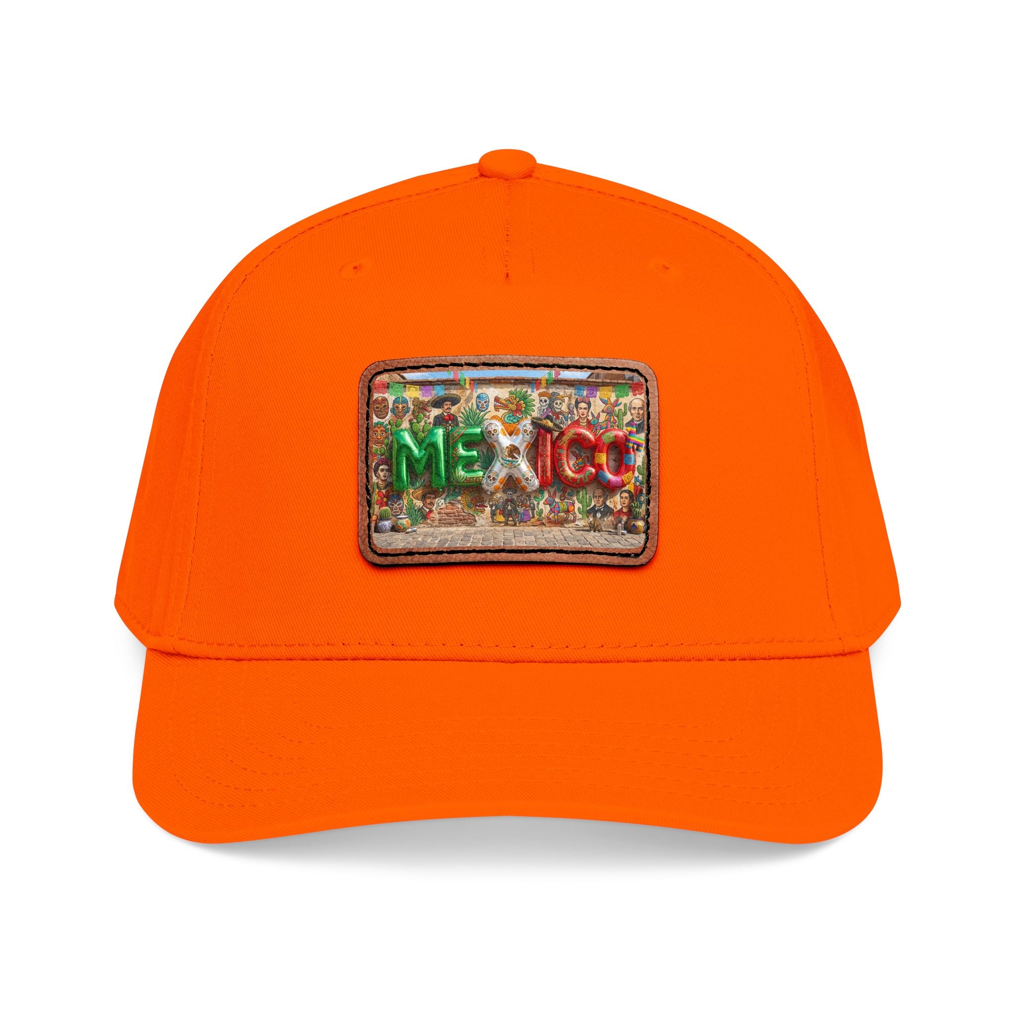 Mid Profile Baseball Cap with Leather Patch (Rectangle)