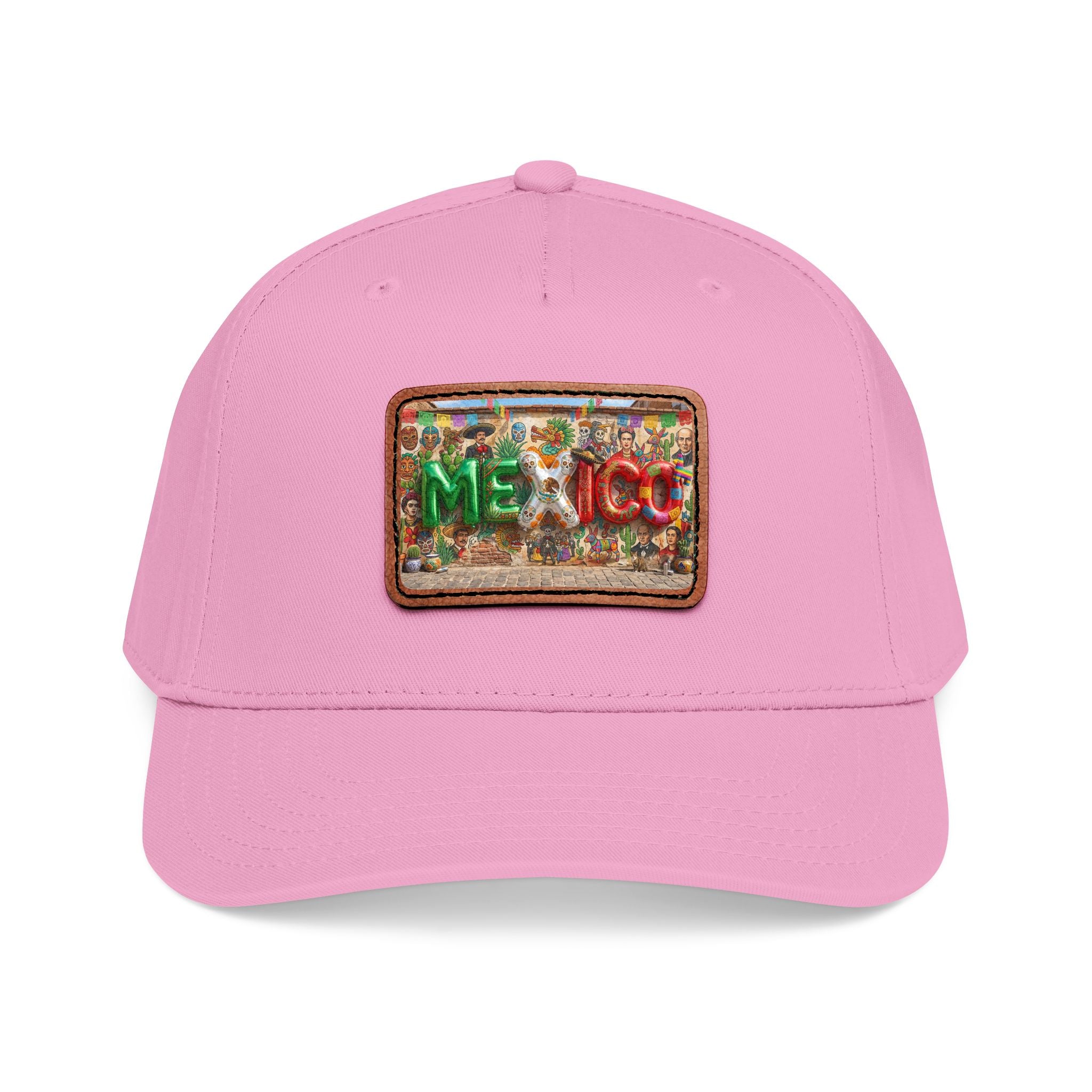 Mid Profile Baseball Cap with Leather Patch (Rectangle)