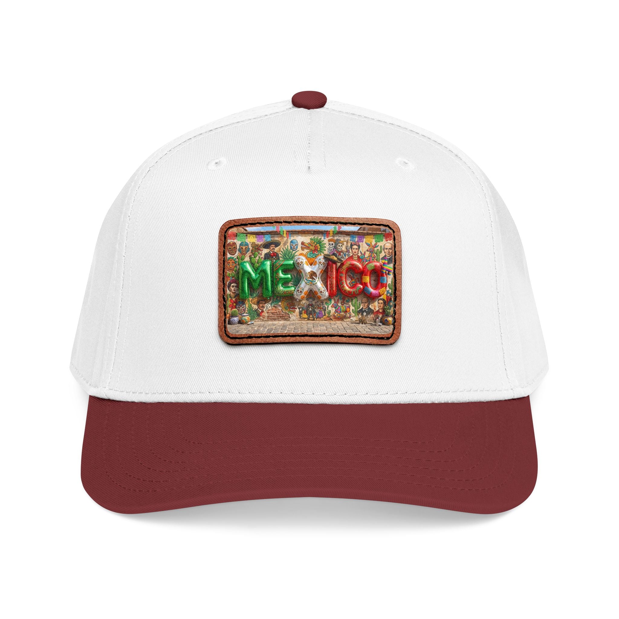 Mid Profile Baseball Cap with Leather Patch (Rectangle)
