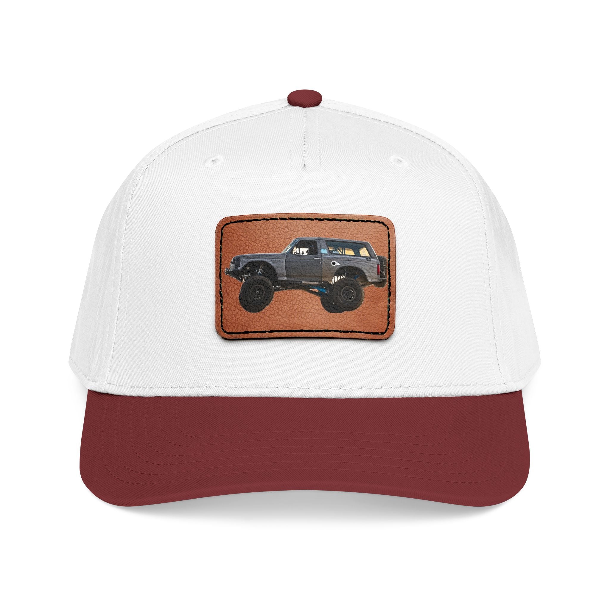 Mid Profile Baseball Cap with Leather Patch (Rectangle)