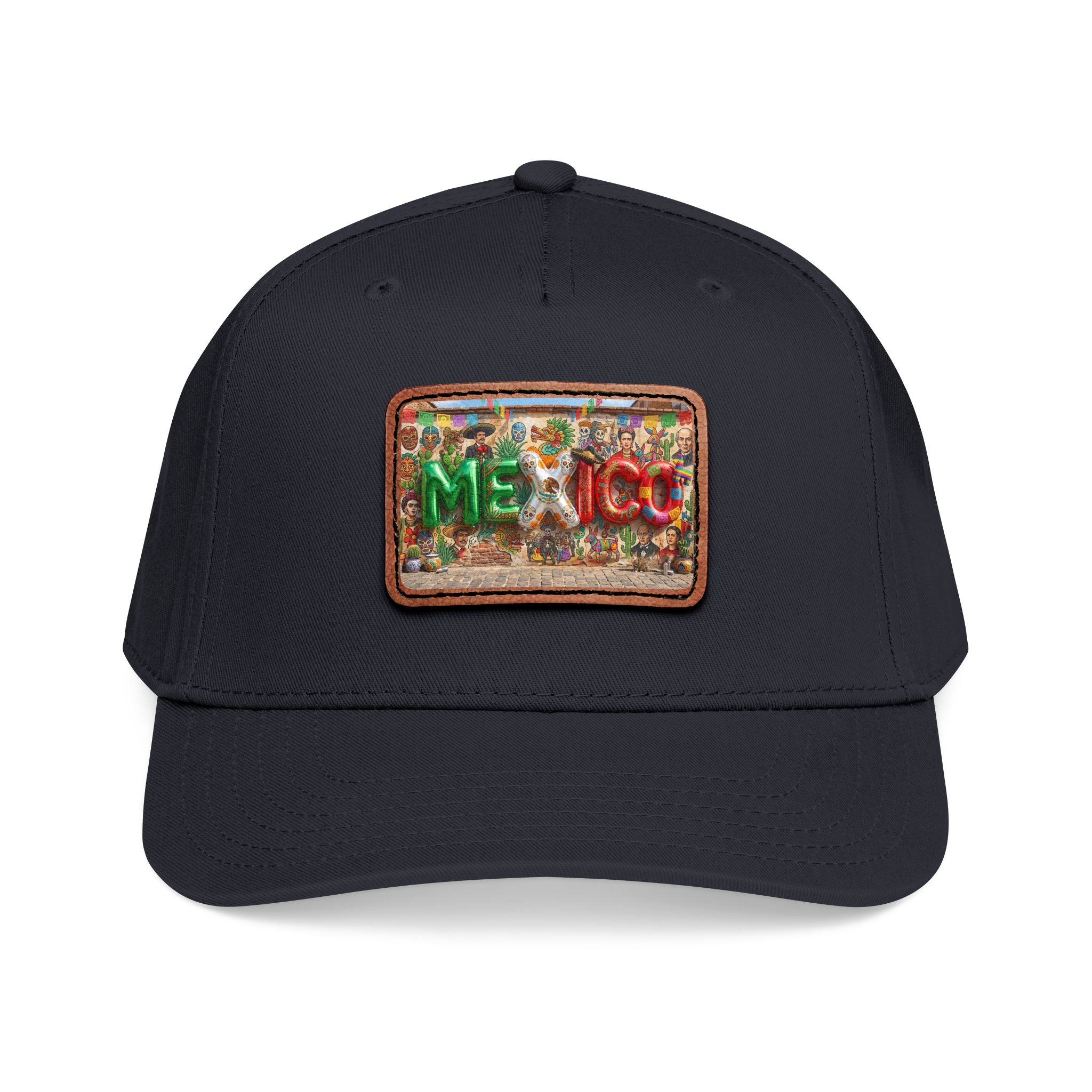 Mid Profile Baseball Cap with Leather Patch (Rectangle)