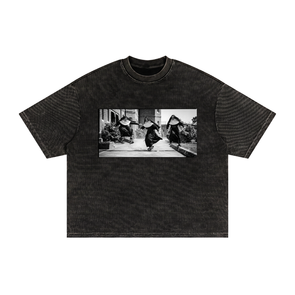 Textured Waffle Washed Boxy T-Shirt Nuns