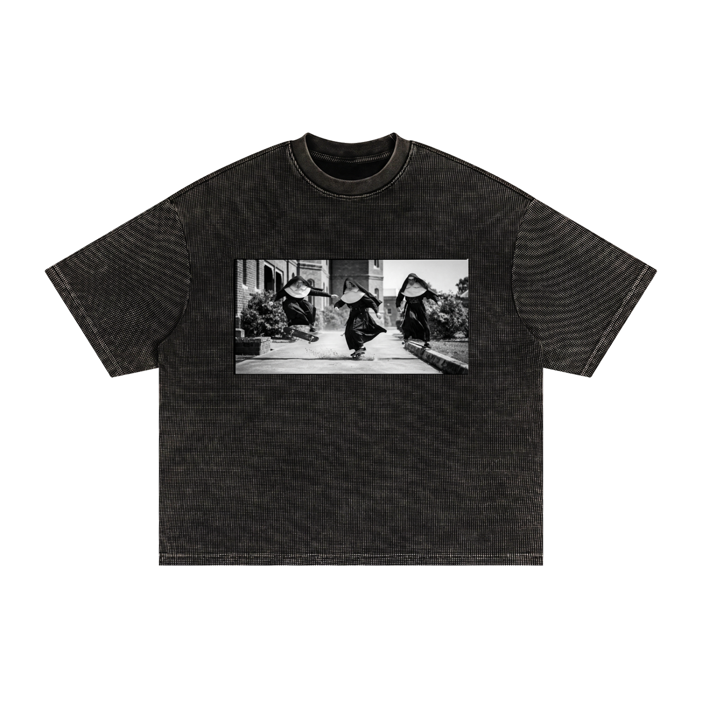 Textured Waffle Washed Boxy T-Shirt Nuns