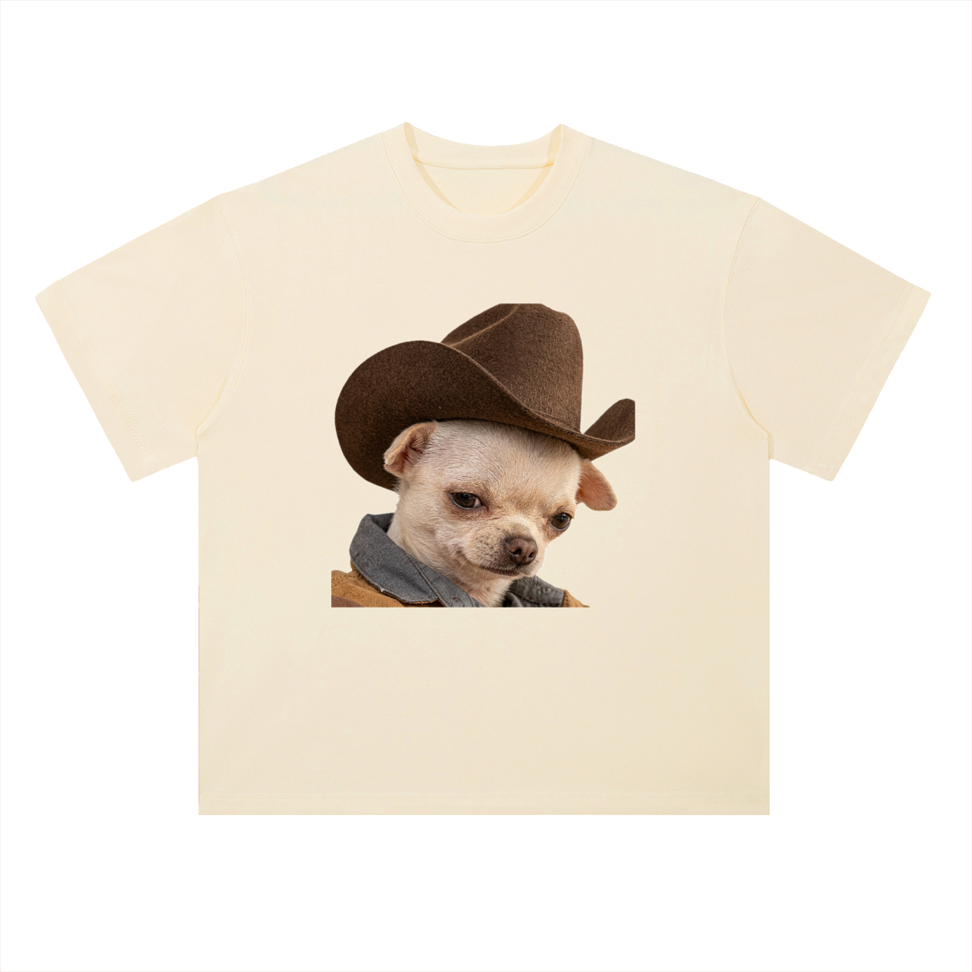 Heavyweight Drop Shoulder Cotton T-Shirt Cowboy dog pepito