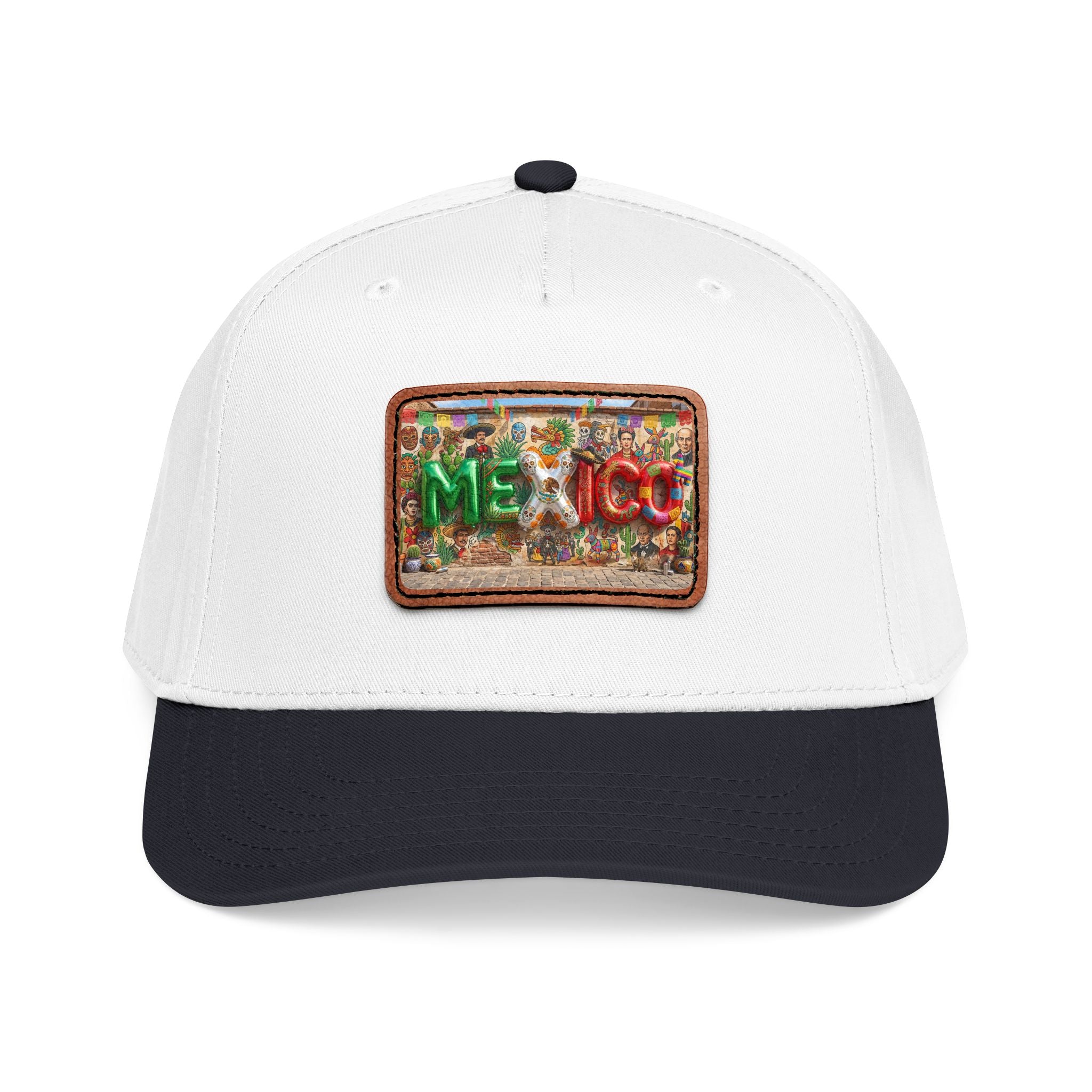 Mid Profile Baseball Cap with Leather Patch (Rectangle)